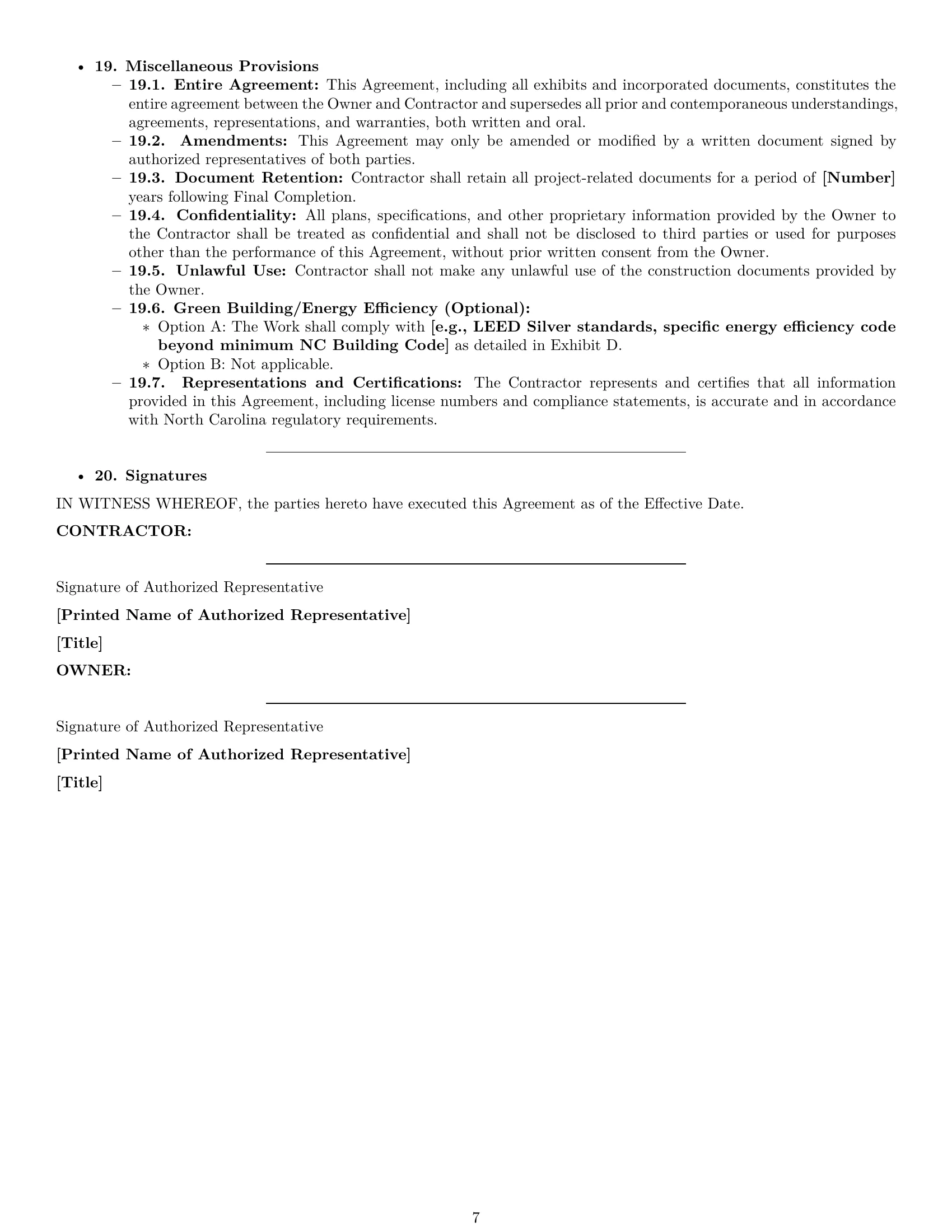 Preview page 7 of Pro North Carolina construction service contract template
