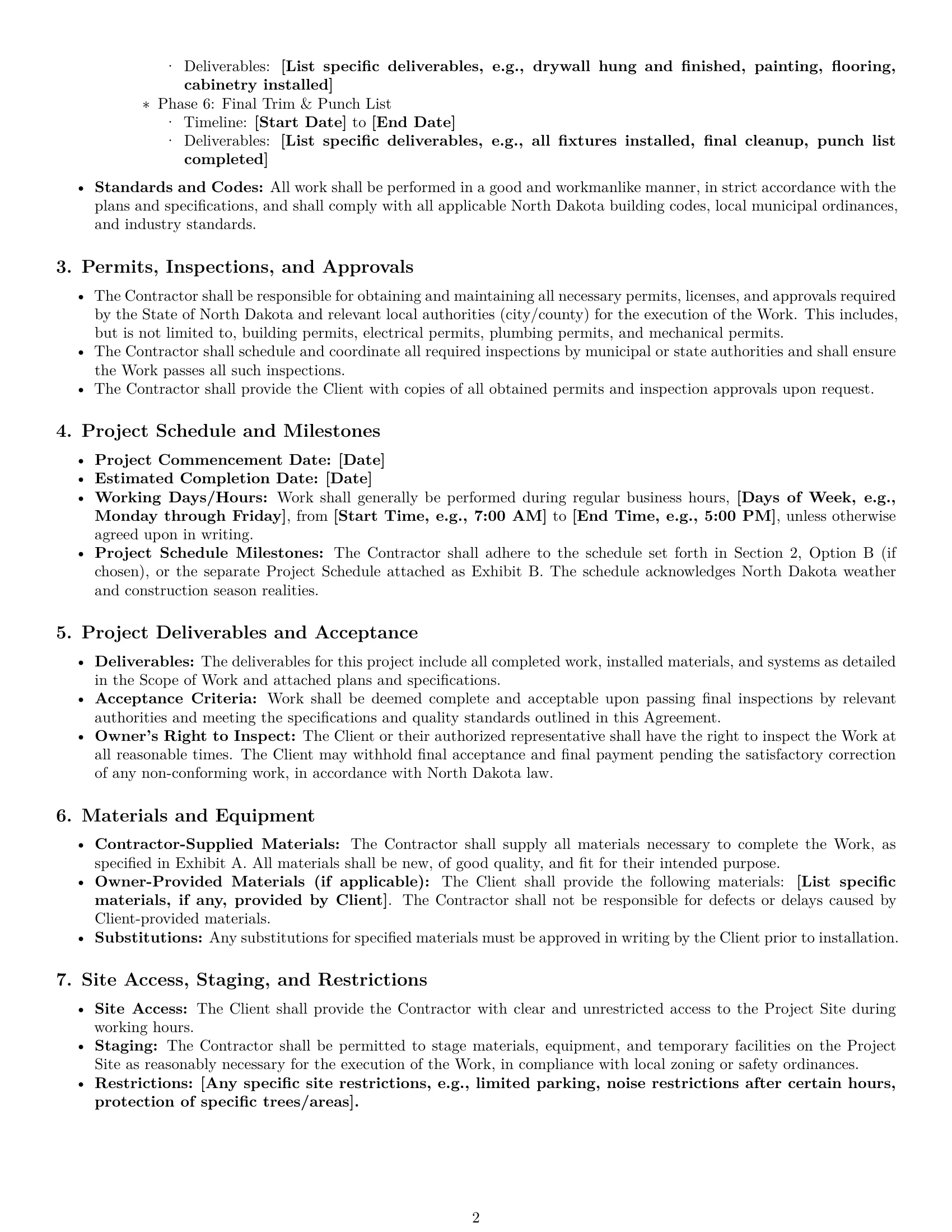 Preview page 2 of Pro North Dakota construction service contract template