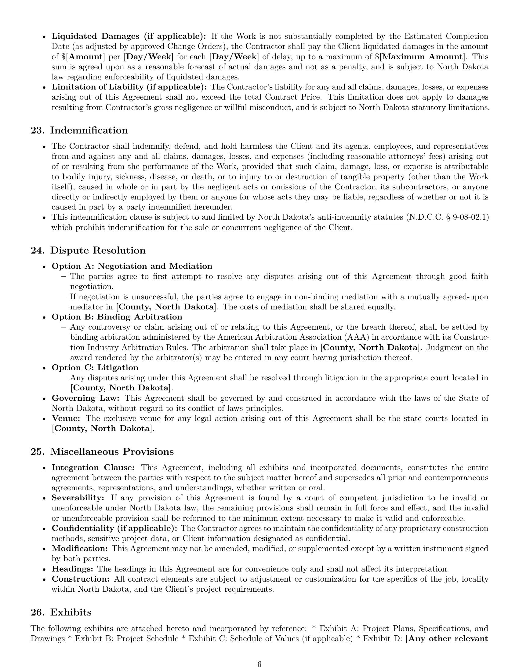 Preview page 6 of Pro North Dakota construction service contract template