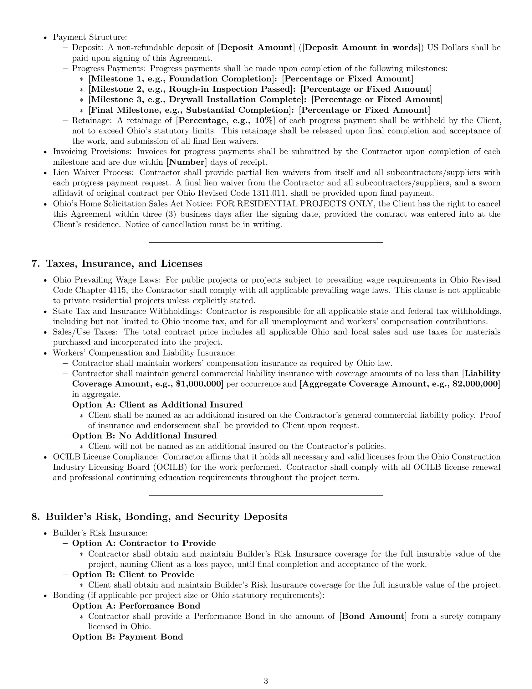 Preview page 3 of Pro Ohio construction service contract template