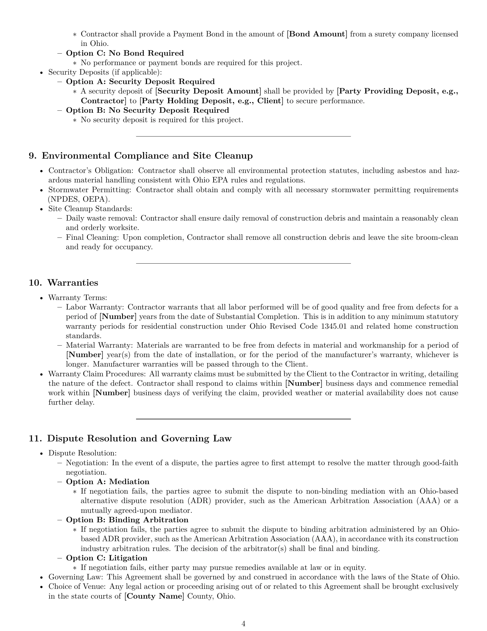 Preview page 4 of Pro Ohio construction service contract template