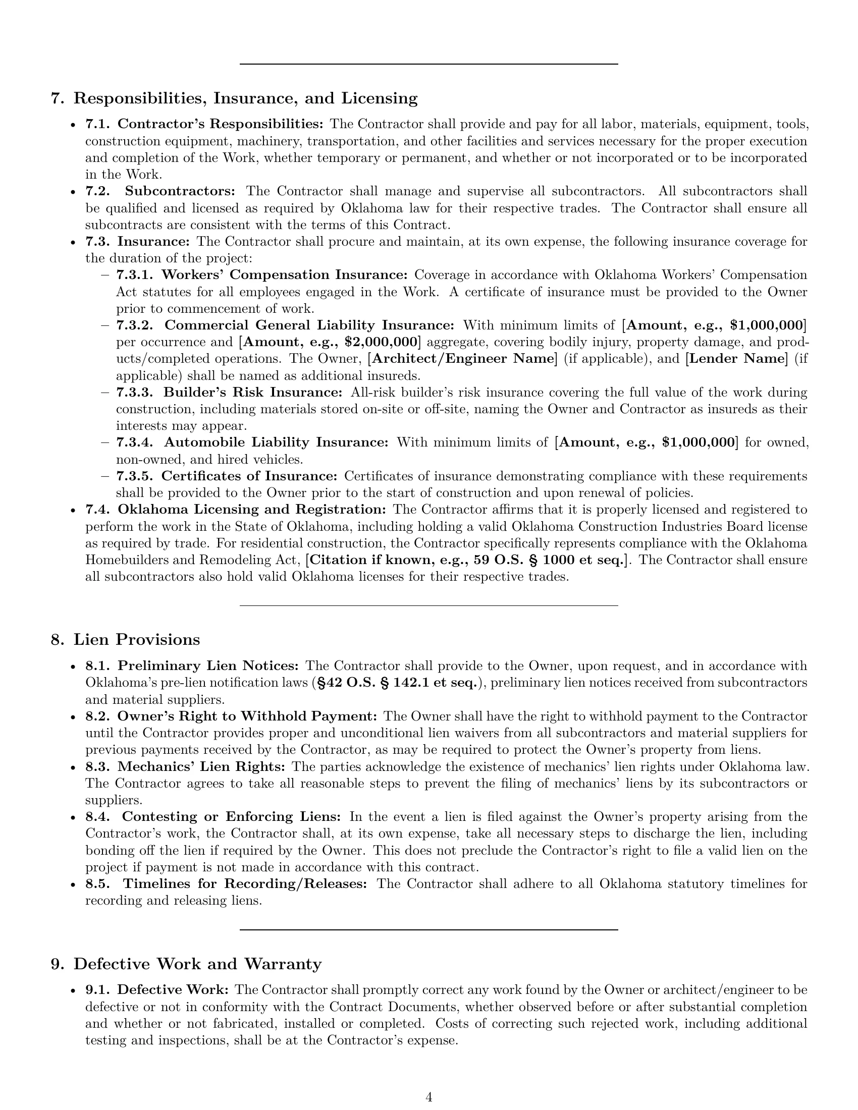 Preview page 4 of Pro Oklahoma construction service contract template