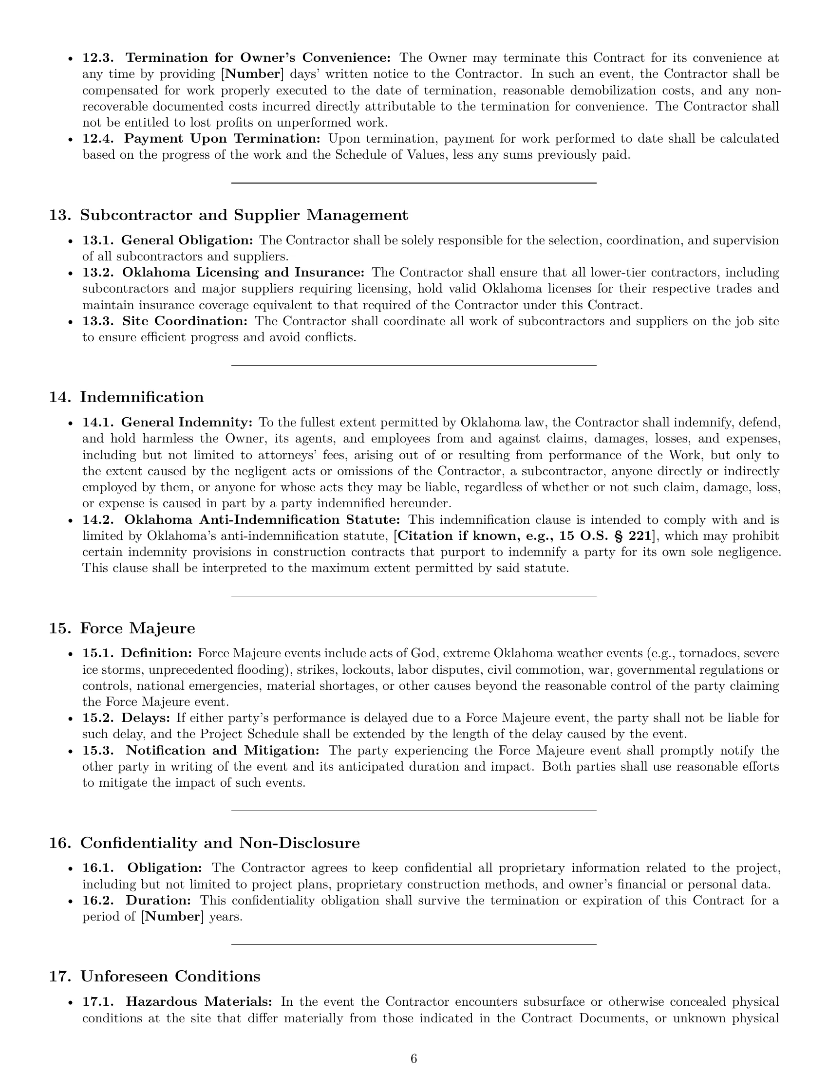 Preview page 6 of Pro Oklahoma construction service contract template