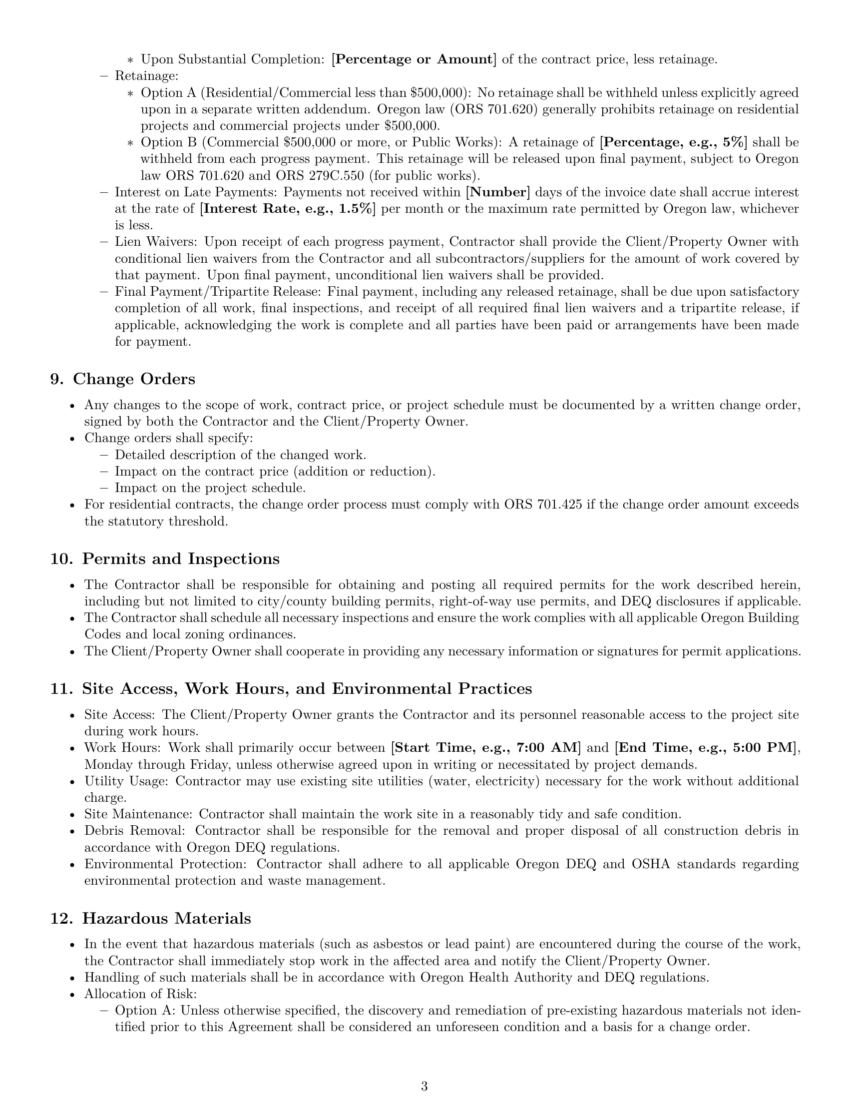 Preview page 3 of Pro Oregon construction service contract template