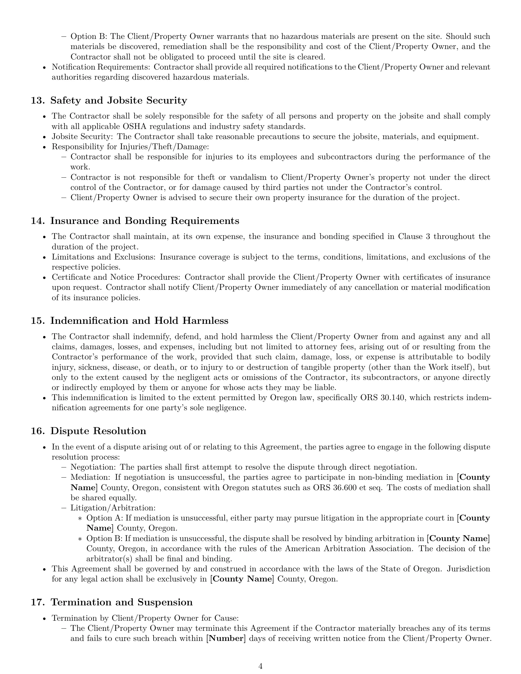 Preview page 4 of Pro Oregon construction service contract template