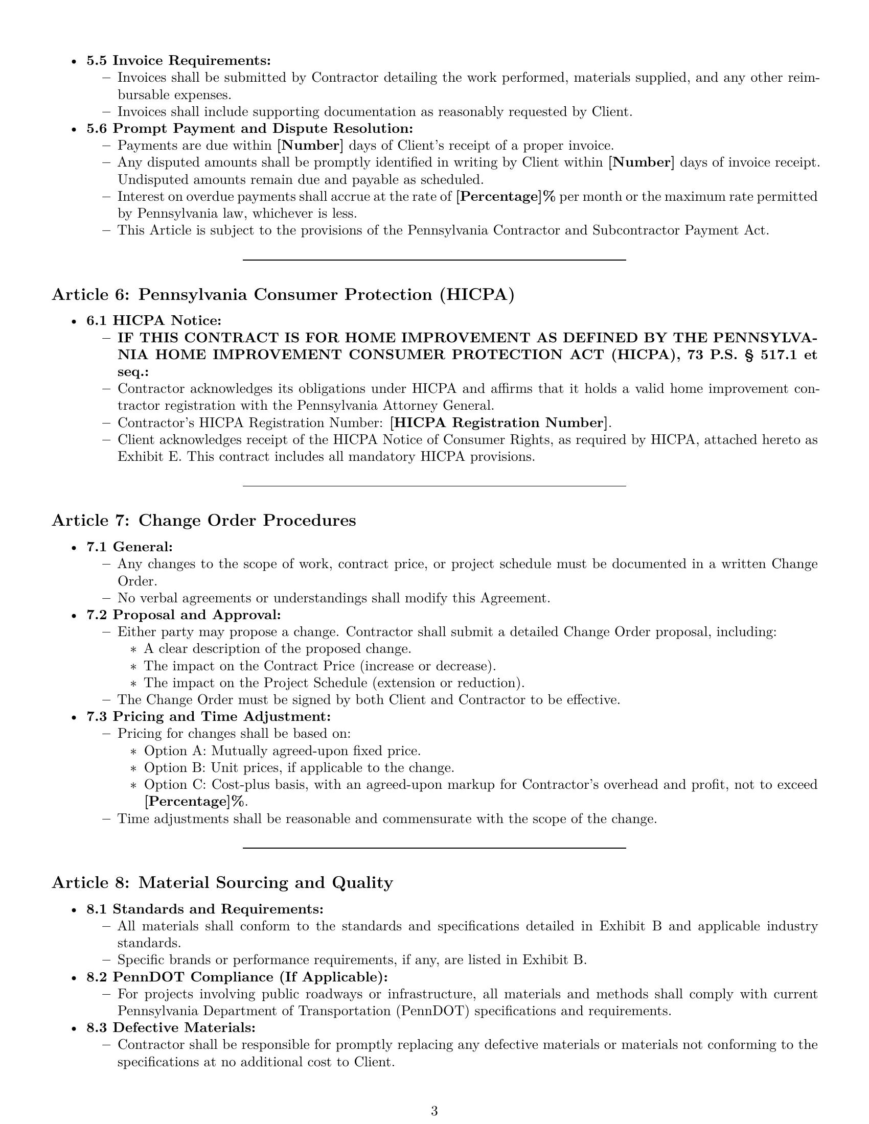 Preview page 3 of Pro Pennsylvania construction service contract template