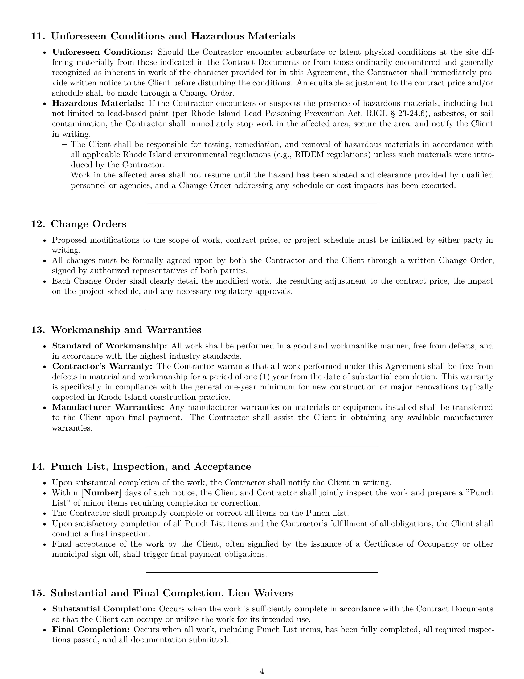 Preview page 4 of Pro Rhode Island construction service contract template