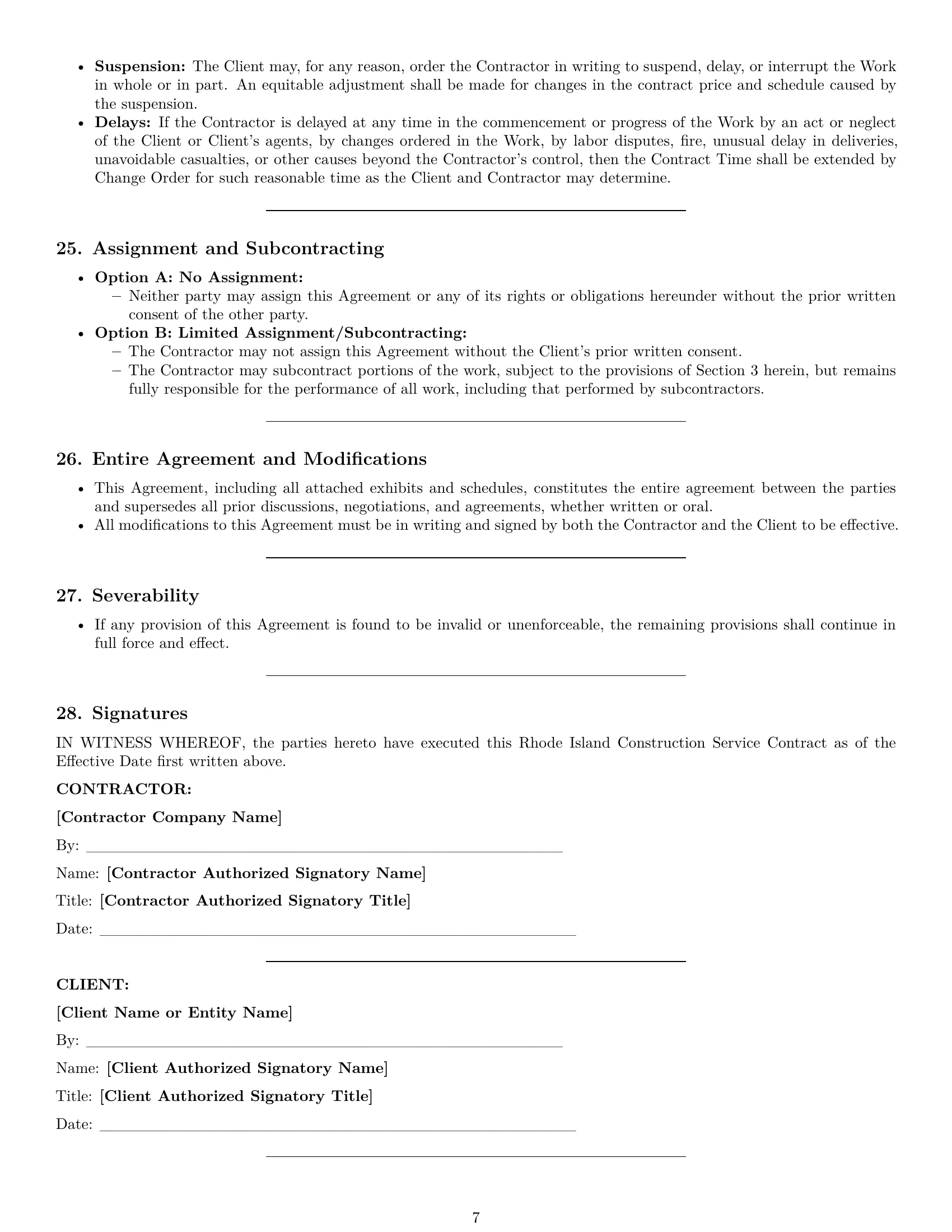 Preview page 7 of Pro Rhode Island construction service contract template