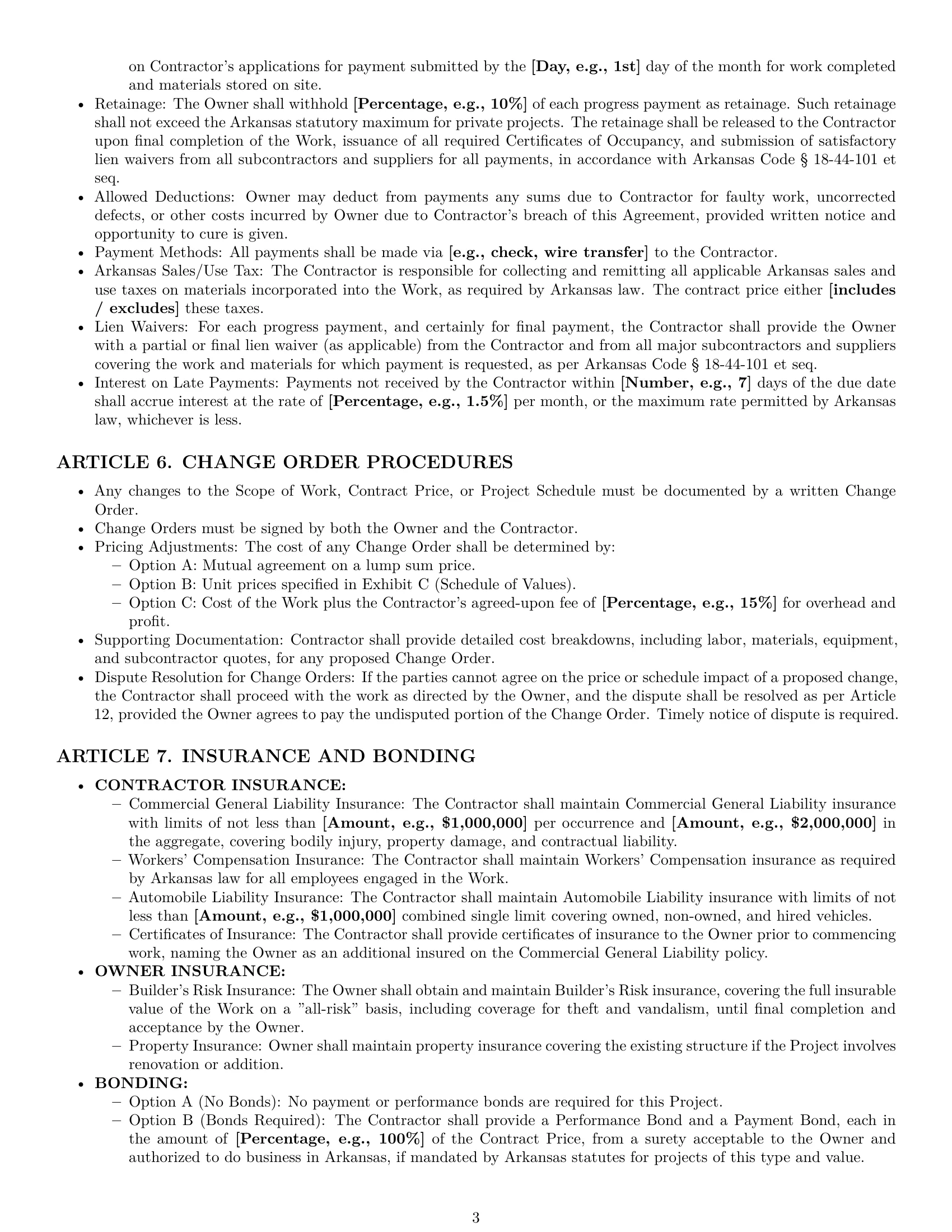 Preview page 3 of Pro Arkansas construction service contract template