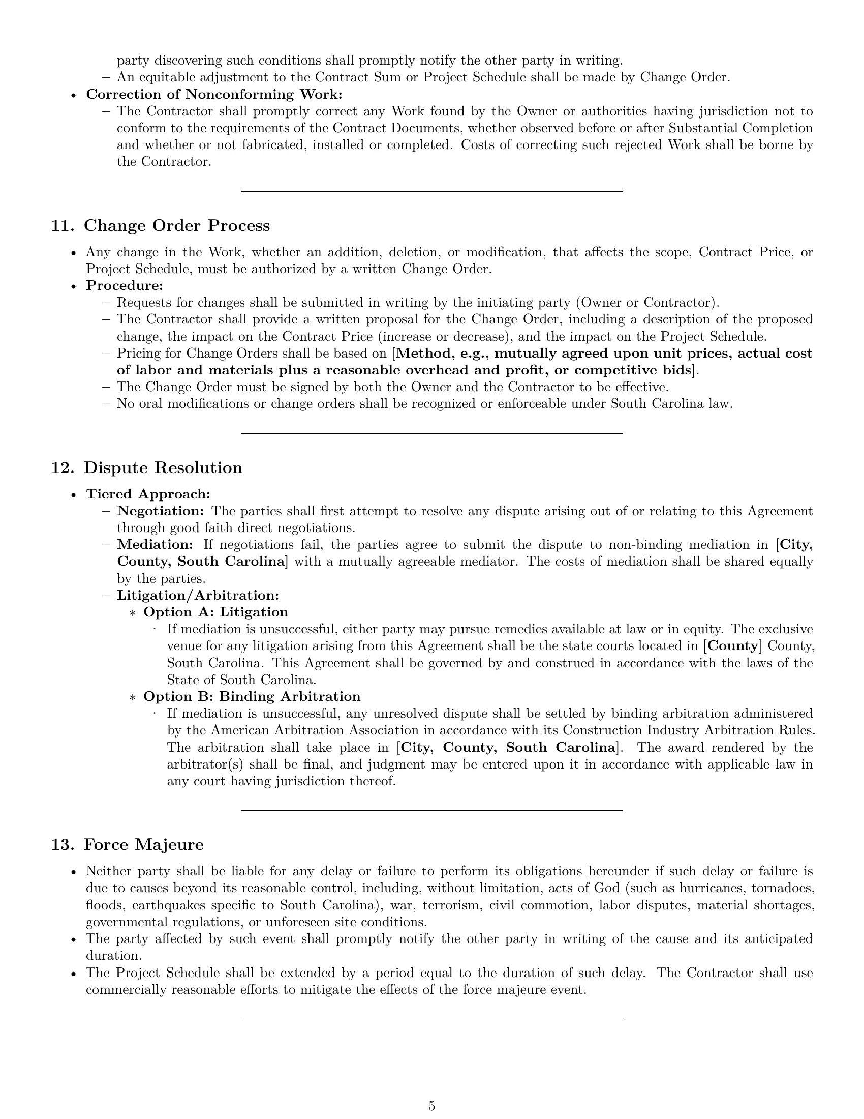 Preview page 5 of Pro South Carolina construction service contract template