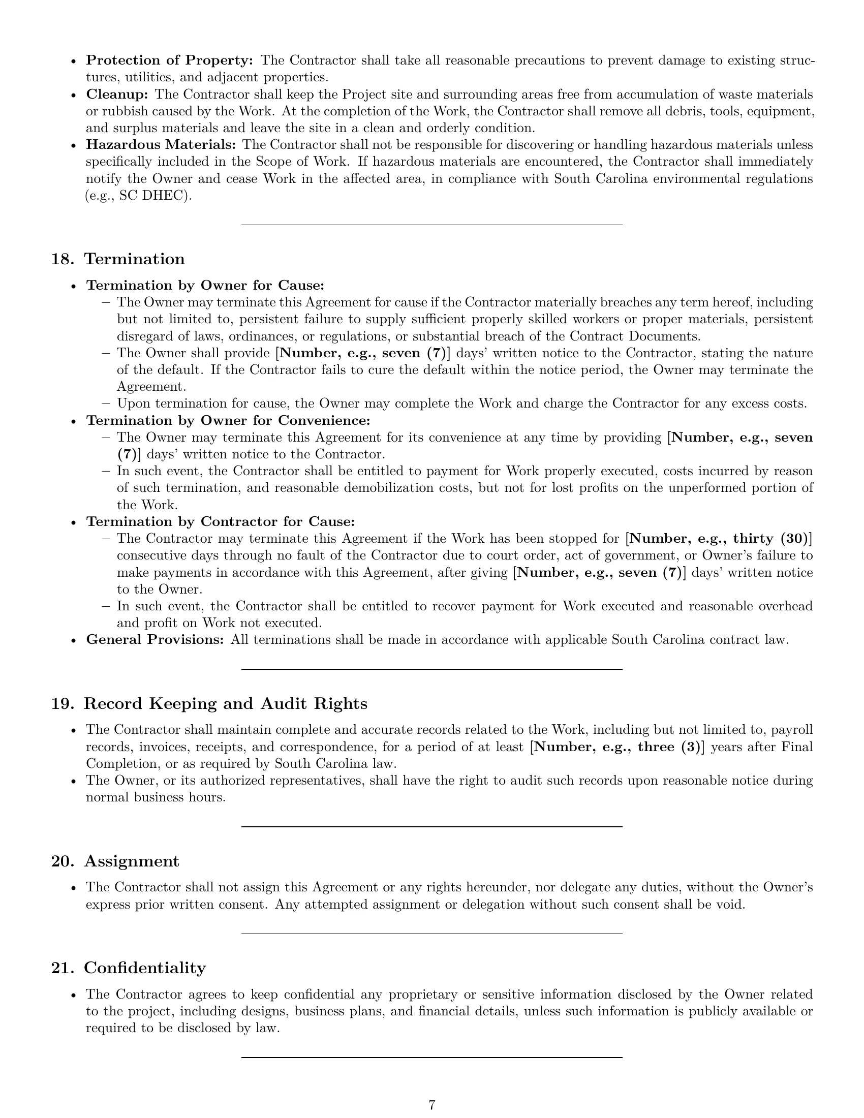 Preview page 7 of Pro South Carolina construction service contract template