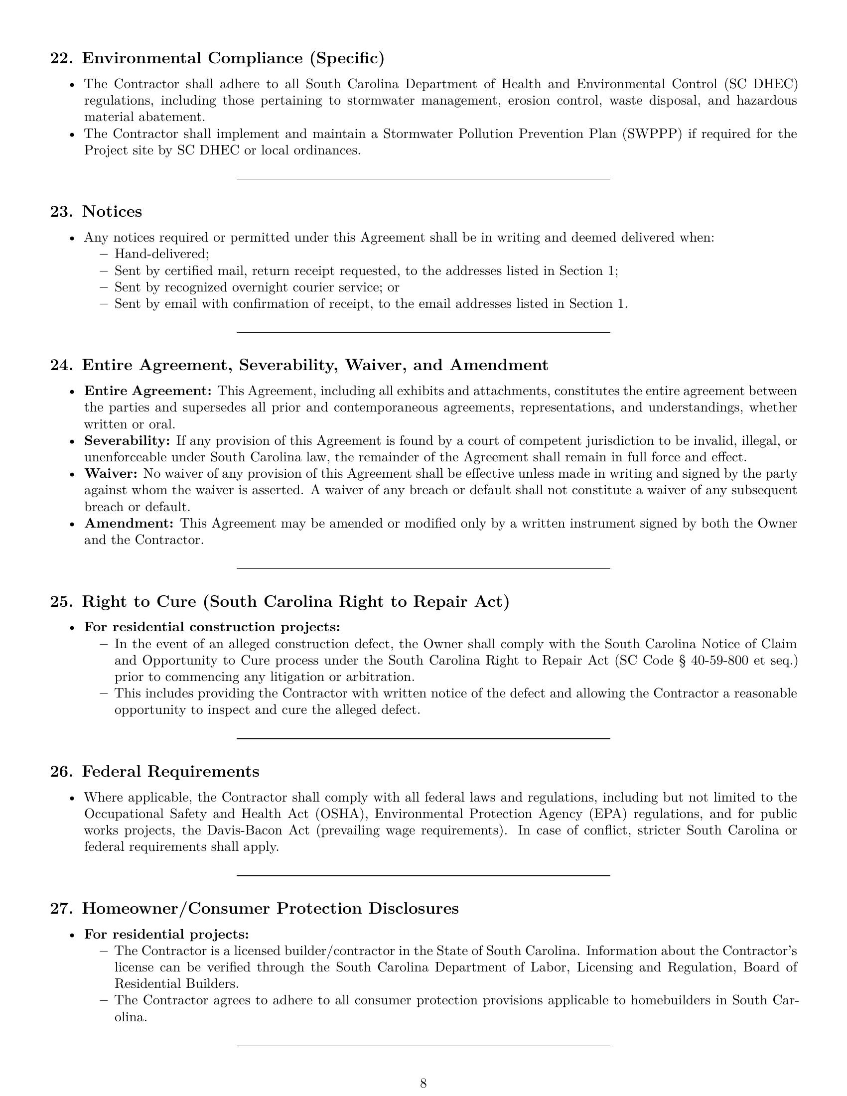 Preview page 8 of Pro South Carolina construction service contract template