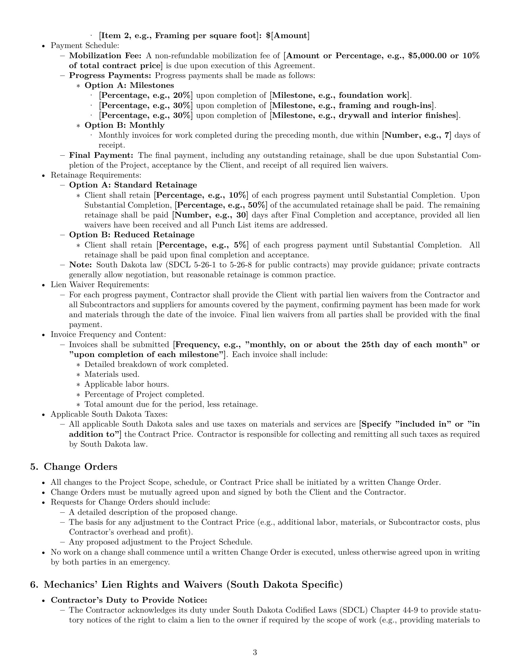 Preview page 3 of Pro South Dakota construction service contract template
