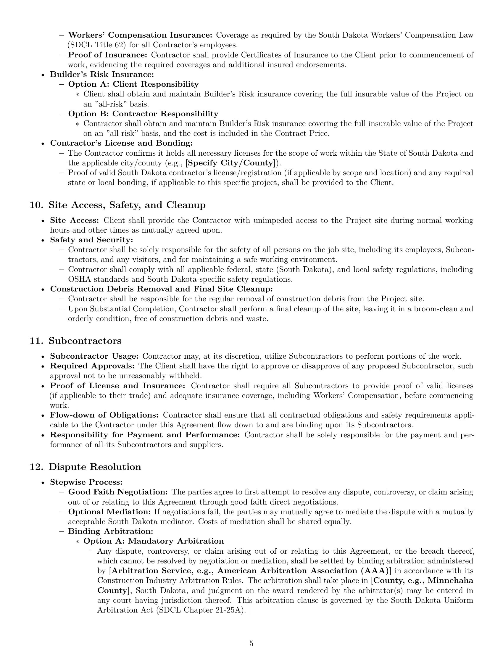 Preview page 5 of Pro South Dakota construction service contract template