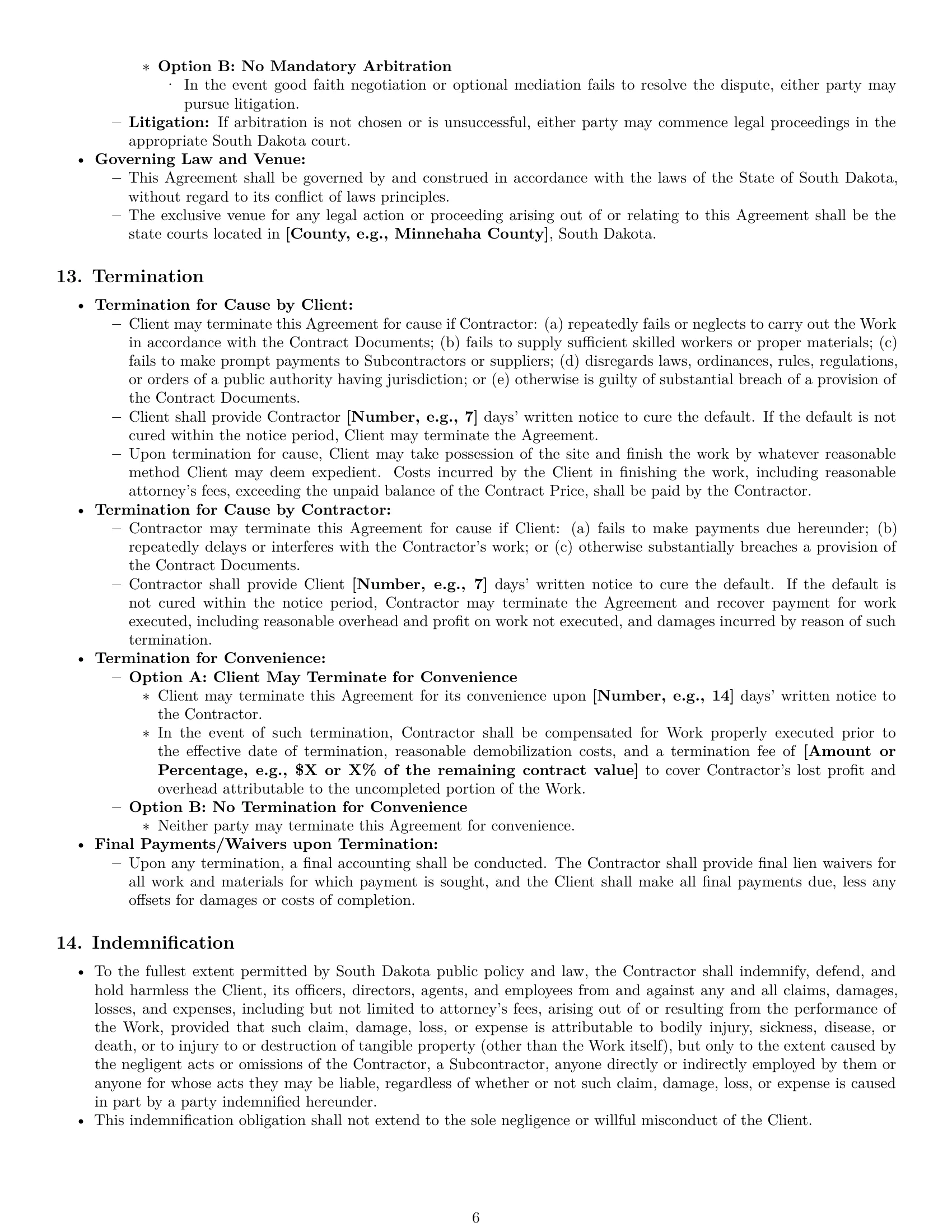 Preview page 6 of Pro South Dakota construction service contract template