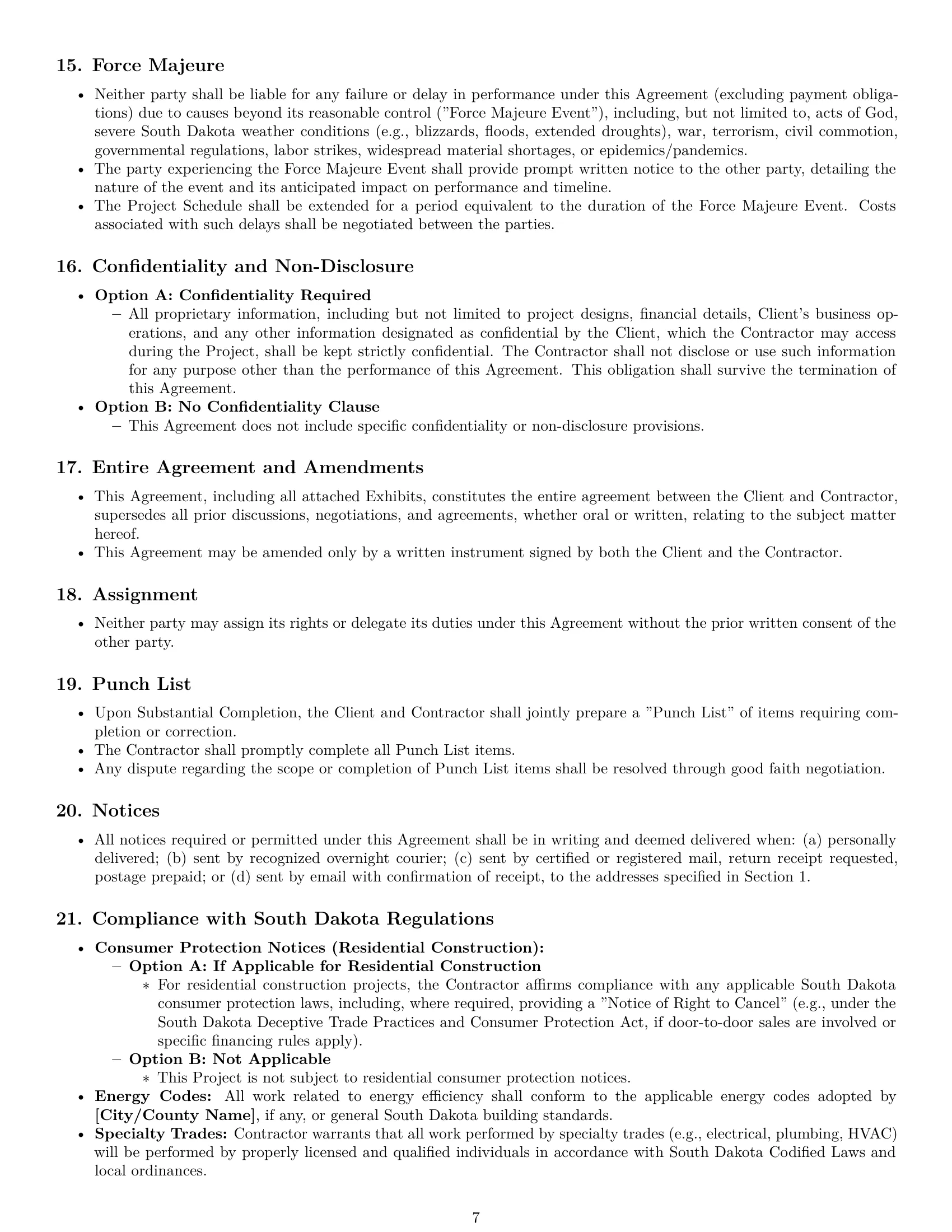 Preview page 7 of Pro South Dakota construction service contract template