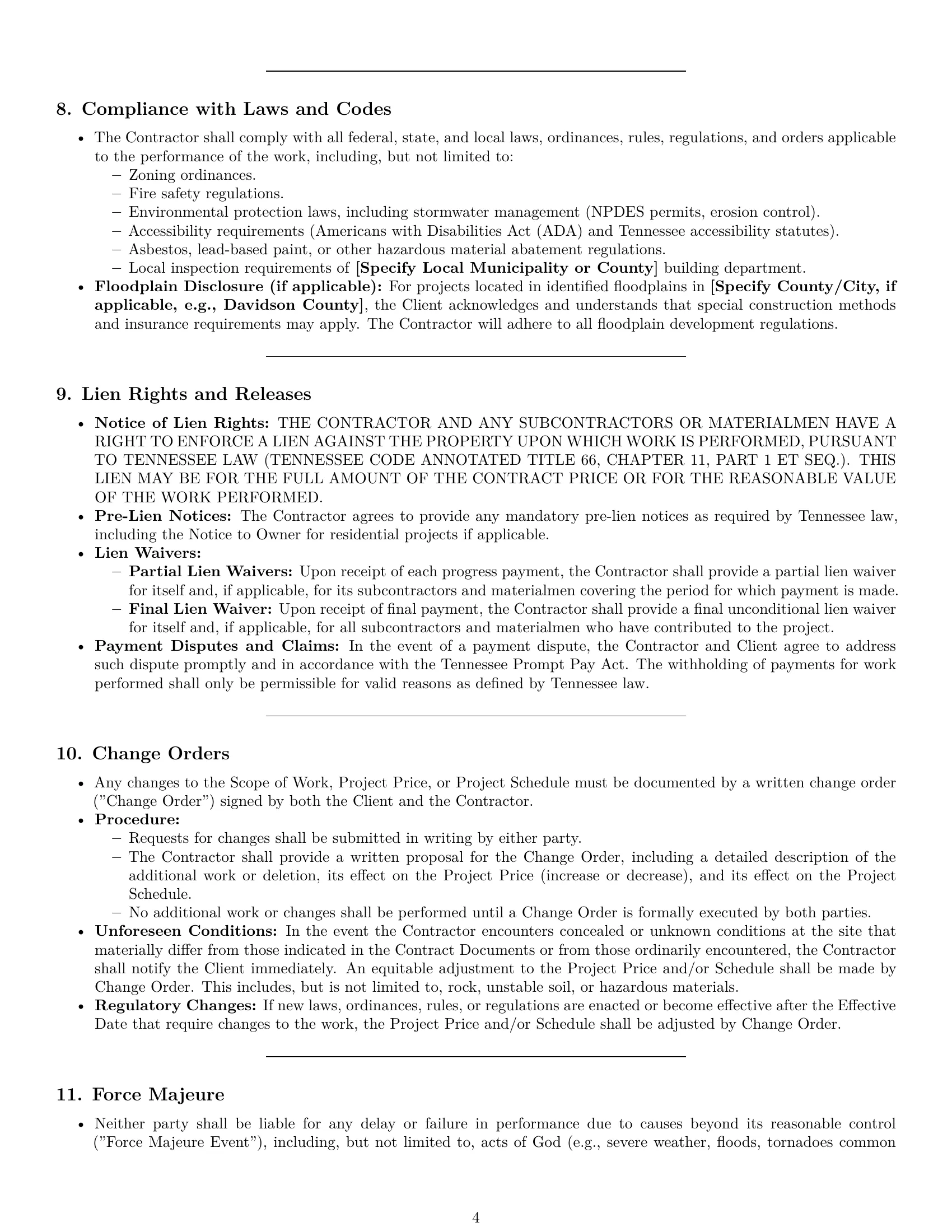 Preview page 4 of Pro Tennessee construction service contract template
