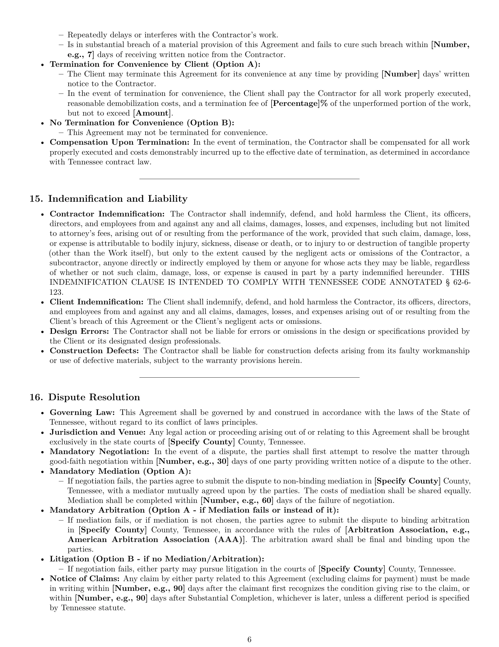 Preview page 6 of Pro Tennessee construction service contract template