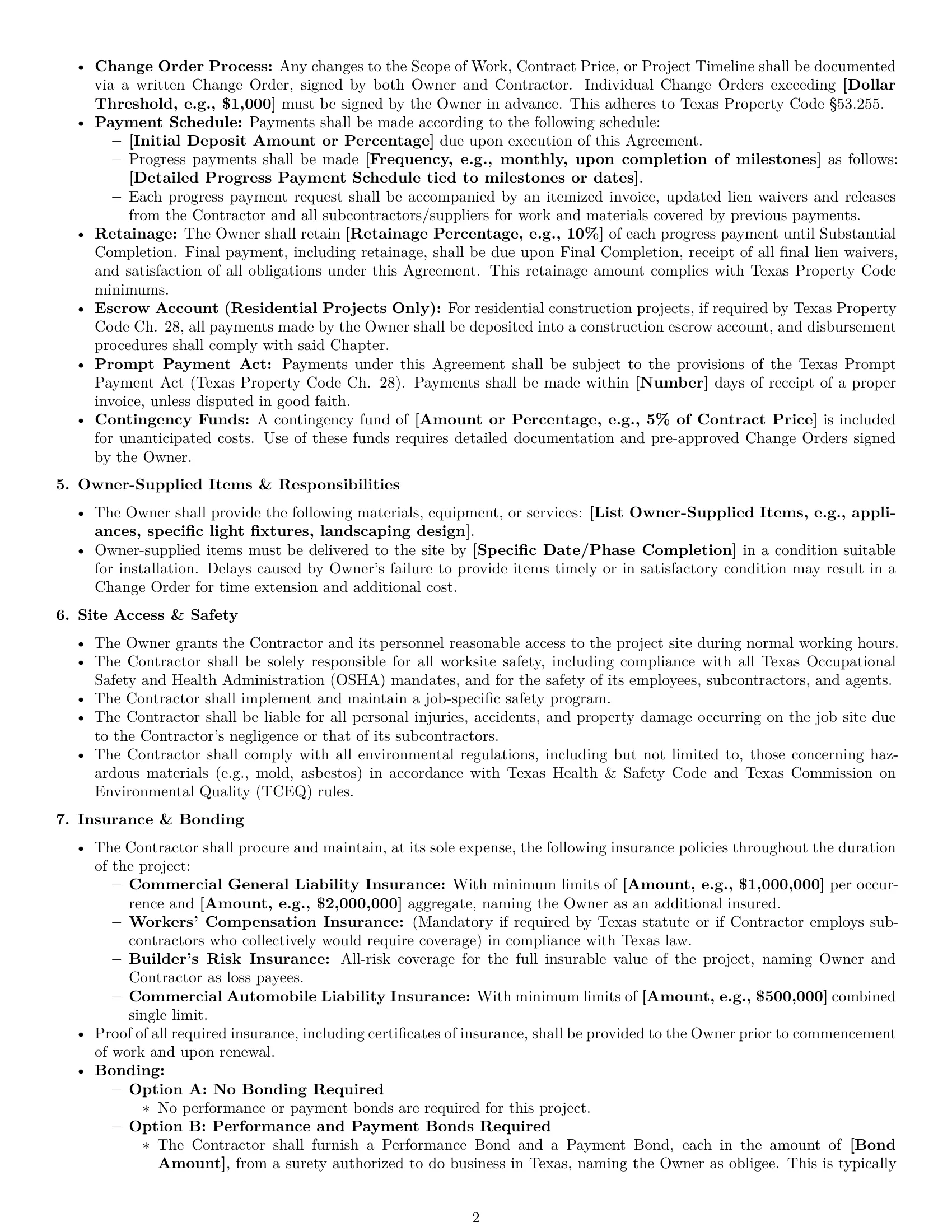 Preview page 2 of Pro Texas construction service contract template