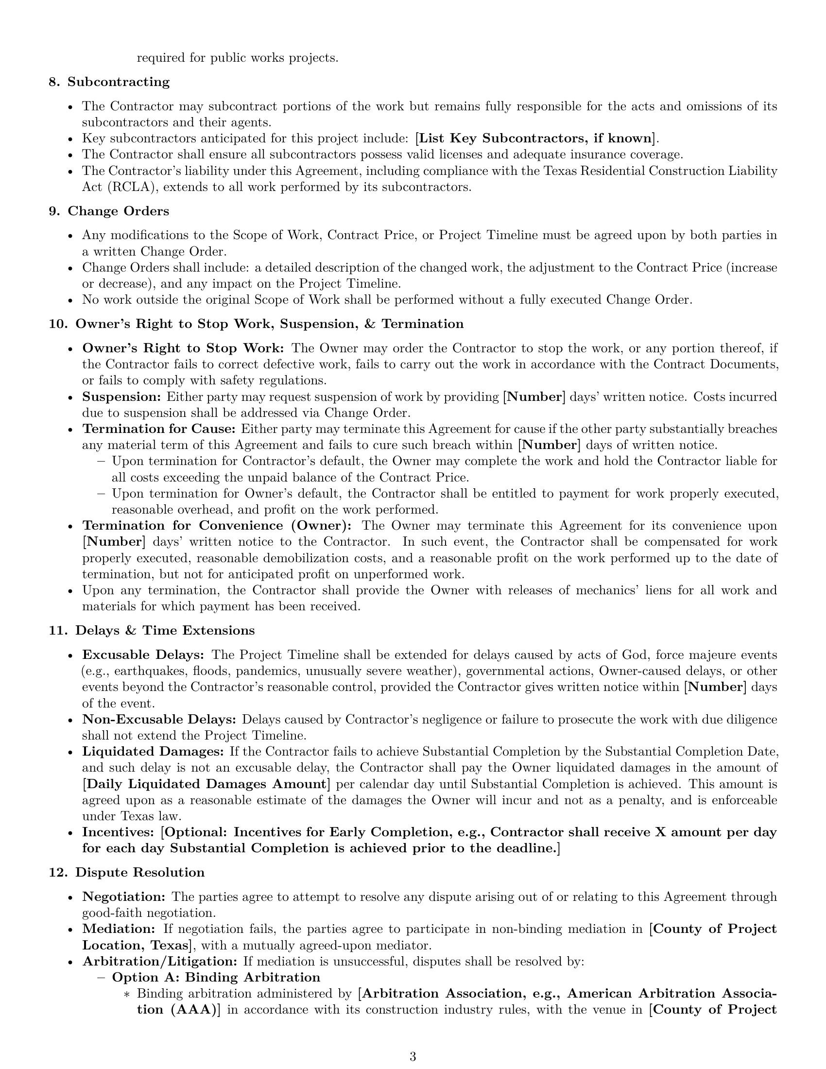 Preview page 3 of Pro Texas construction service contract template