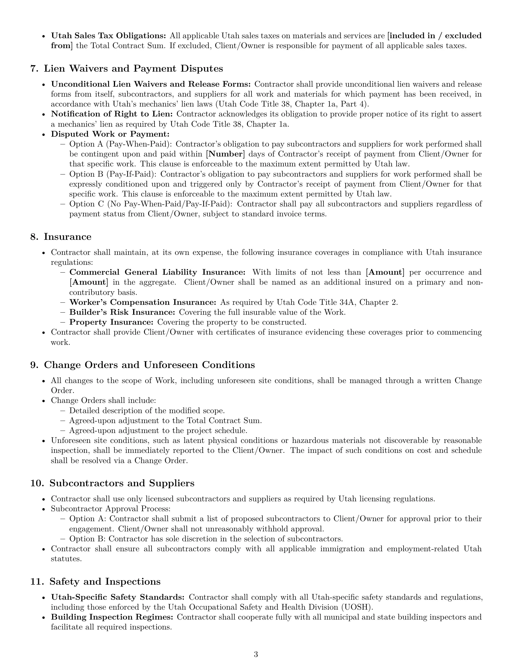 Preview page 3 of Pro Utah construction service contract template