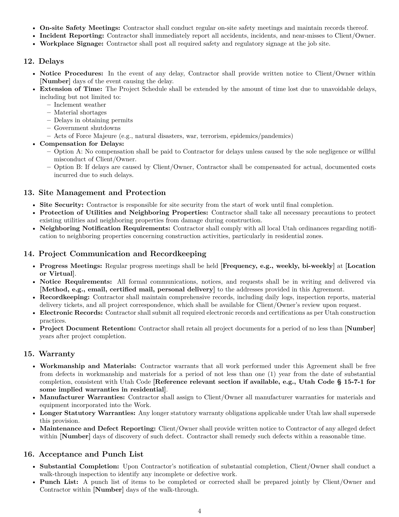 Preview page 4 of Pro Utah construction service contract template