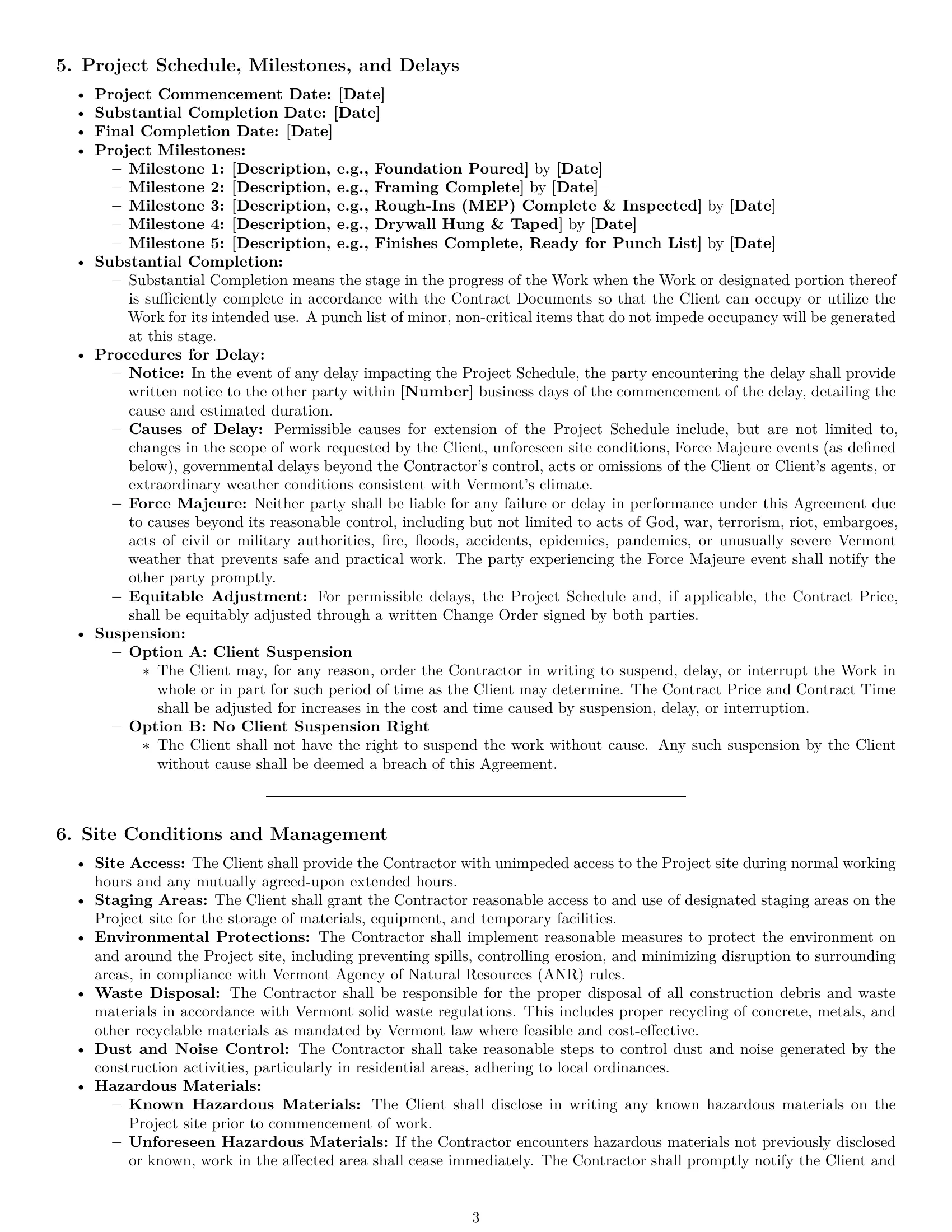 Preview page 3 of Pro Vermont construction service contract template