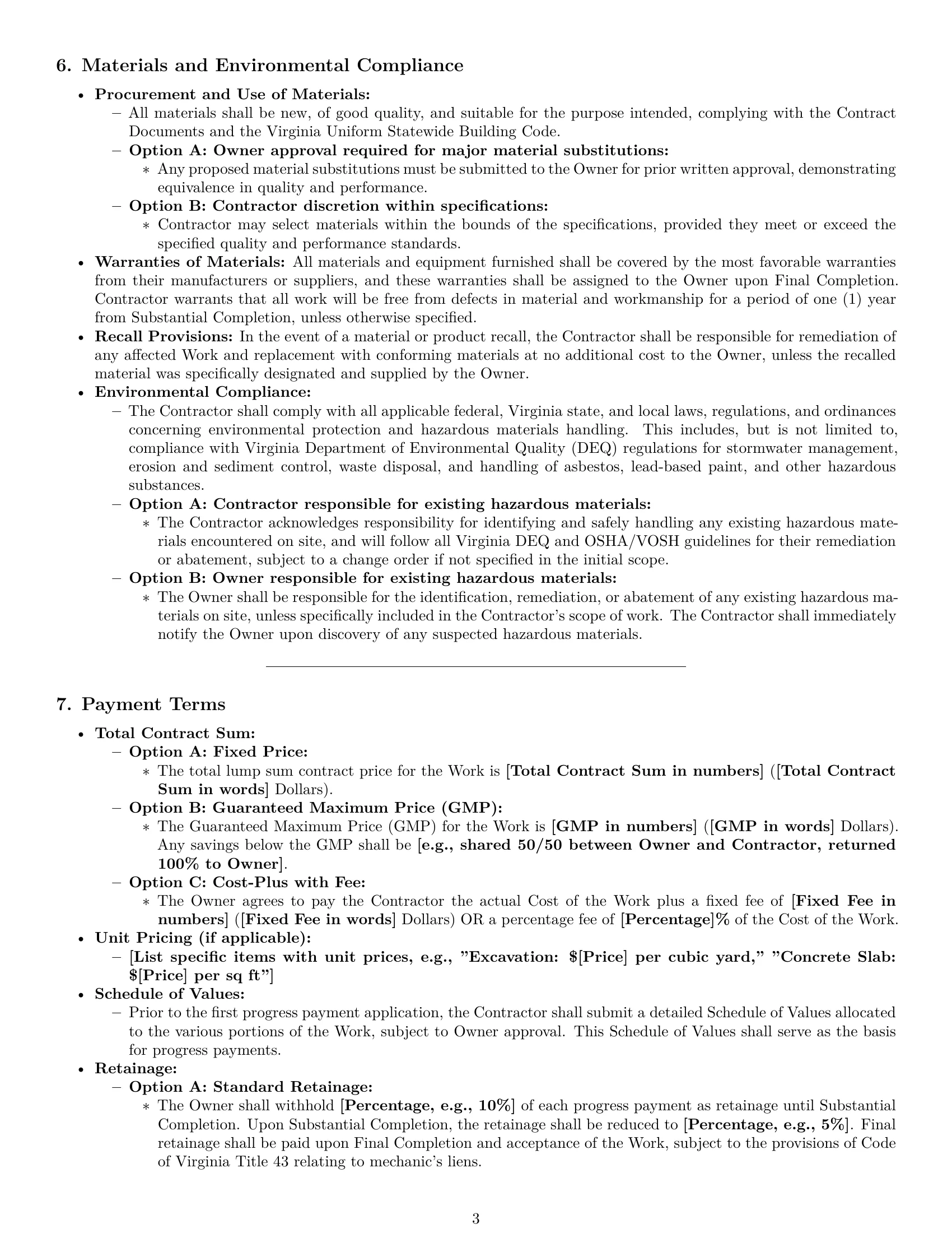 Preview page 3 of Pro Virginia construction service contract template