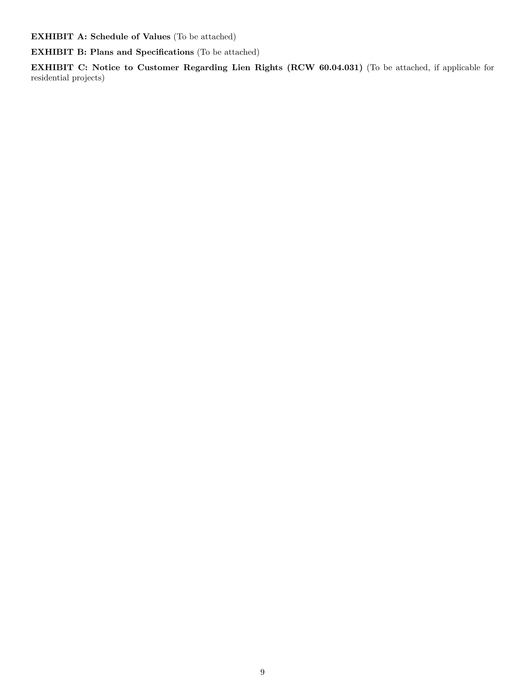 Preview page 9 of Pro Washington construction service contract template