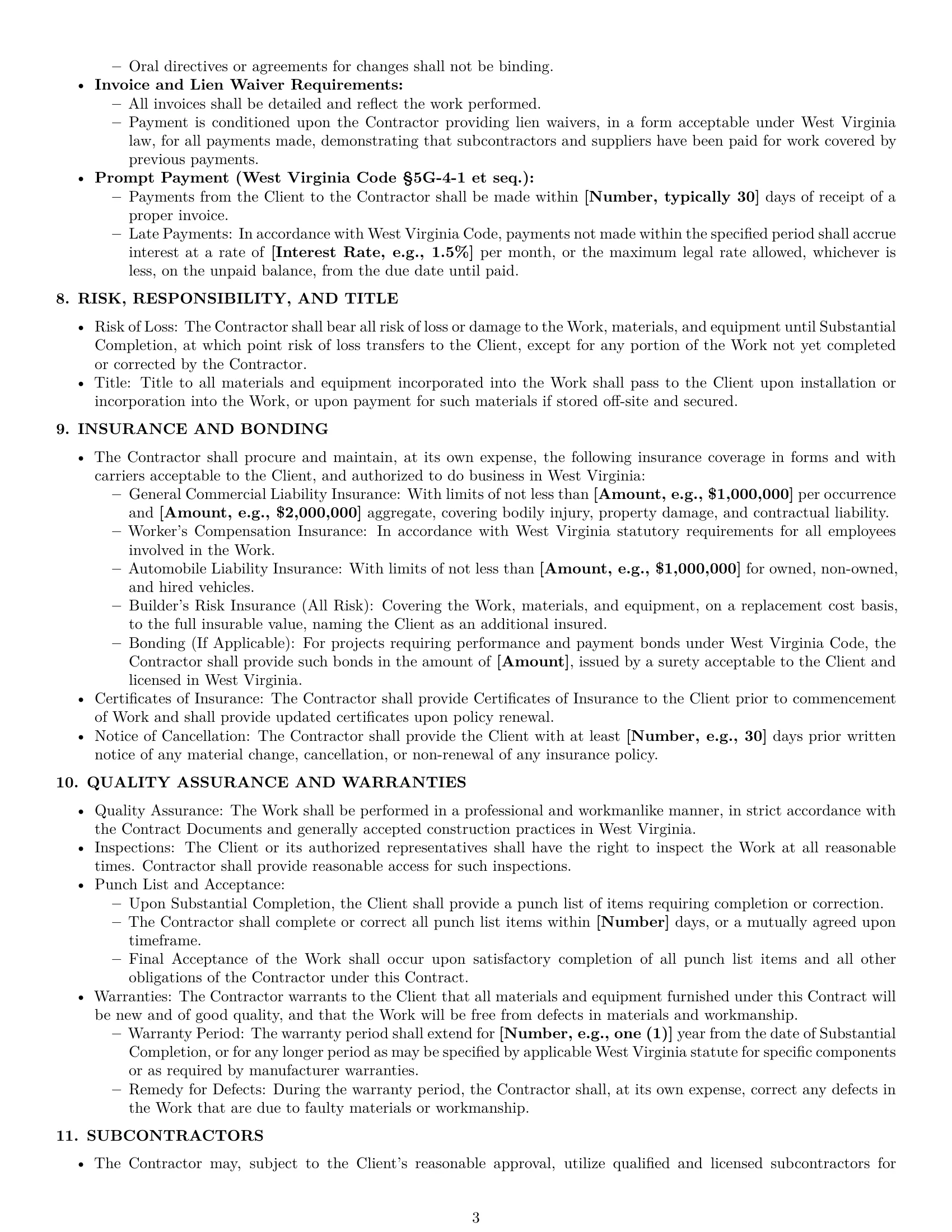 Preview page 3 of Pro West Virginia construction service contract template