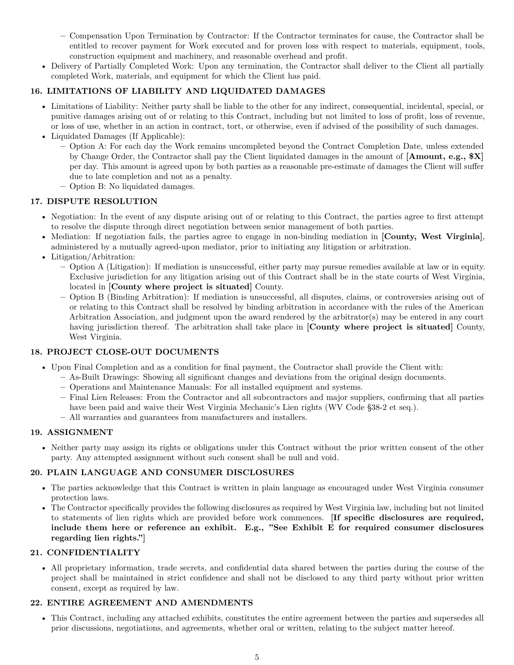 Preview page 5 of Pro West Virginia construction service contract template