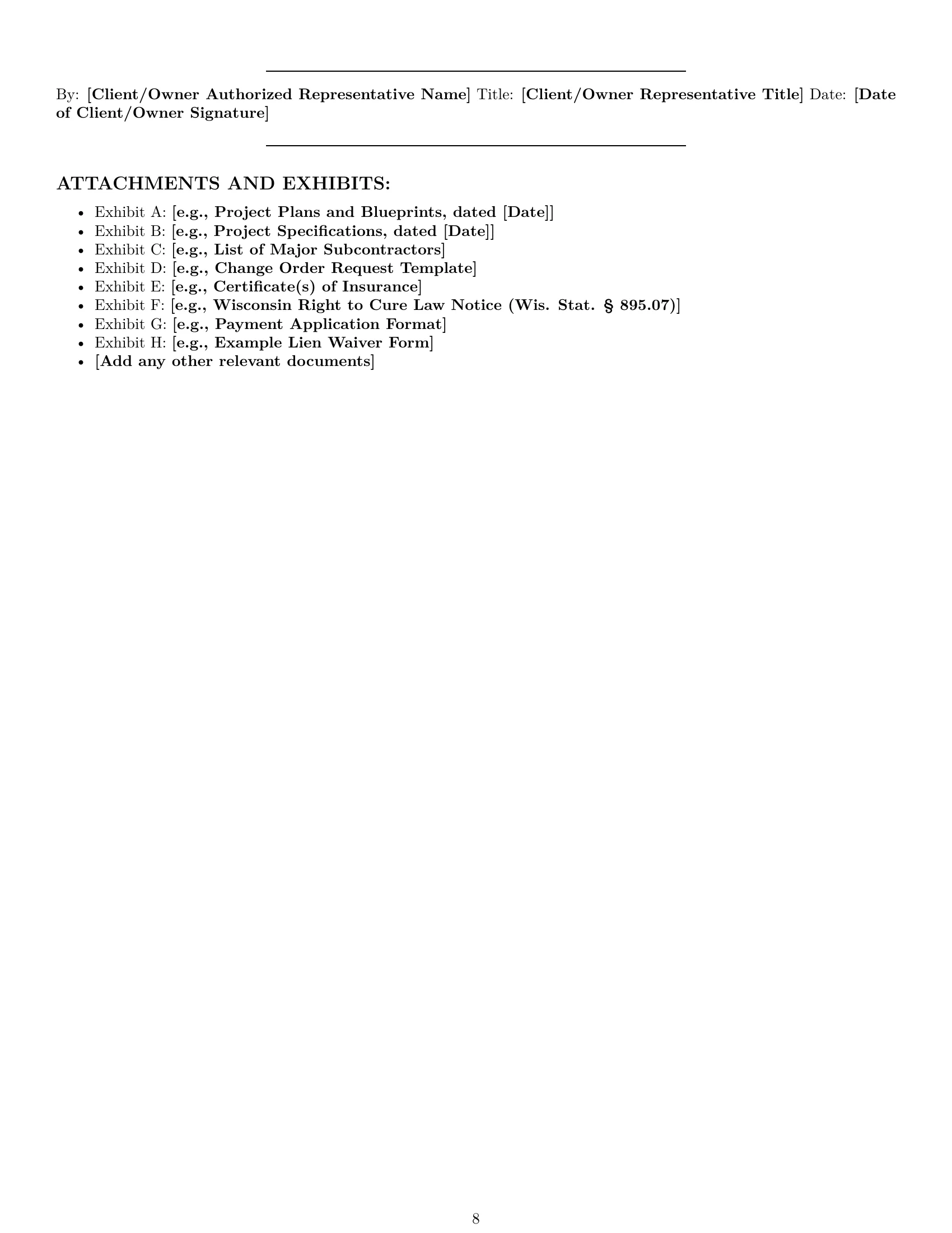 Preview page 8 of Pro Wisconsin construction service contract template
