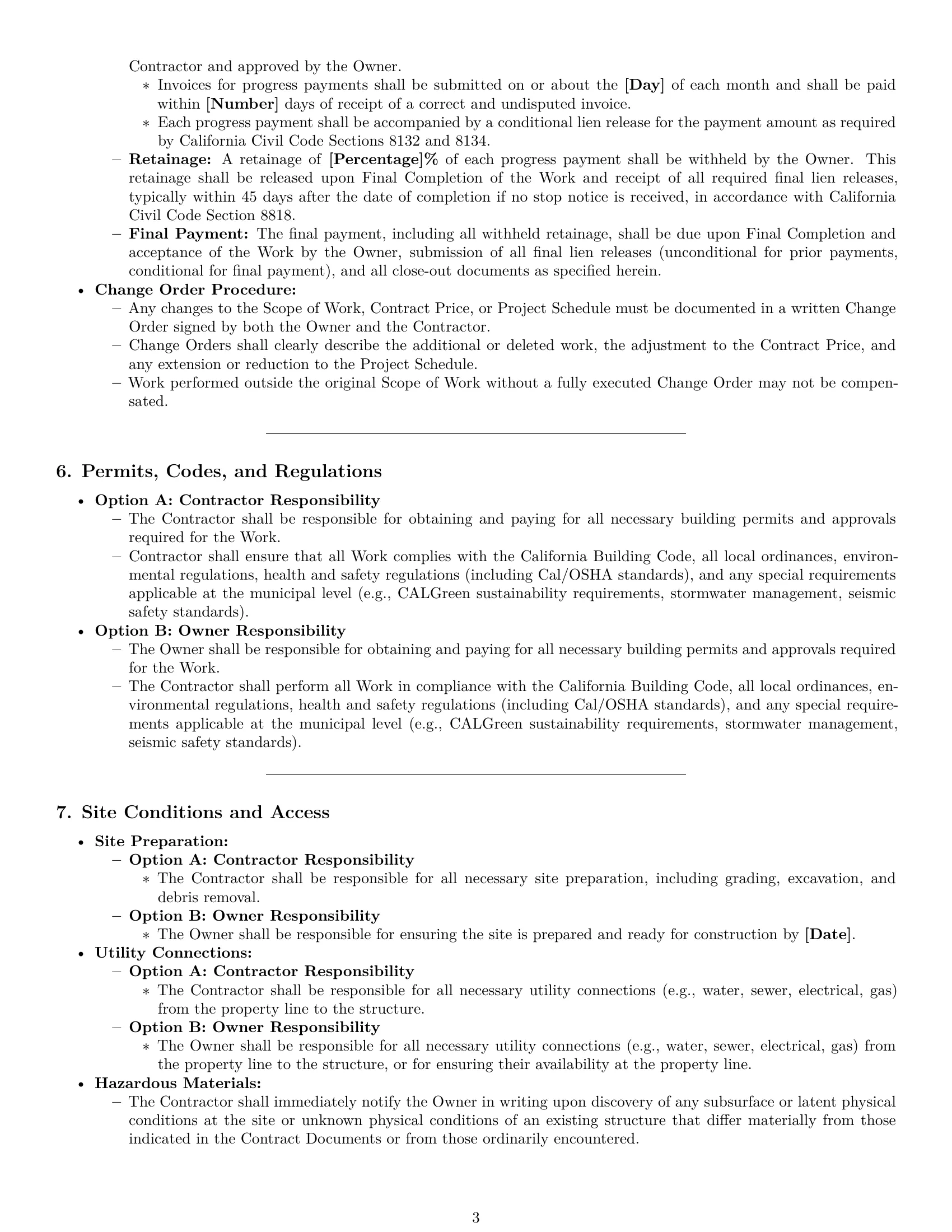 Preview page 3 of Pro California construction service contract template