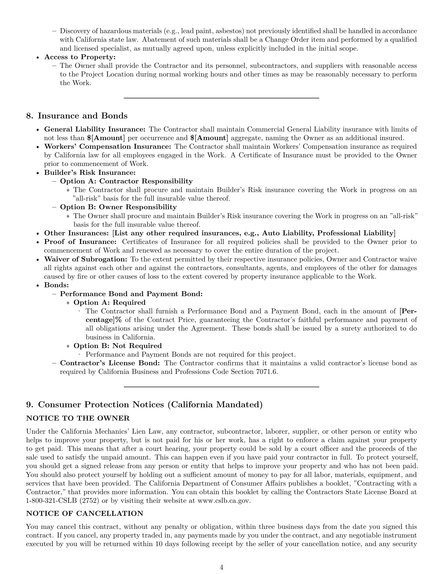Preview page 4 of Pro California construction service contract template