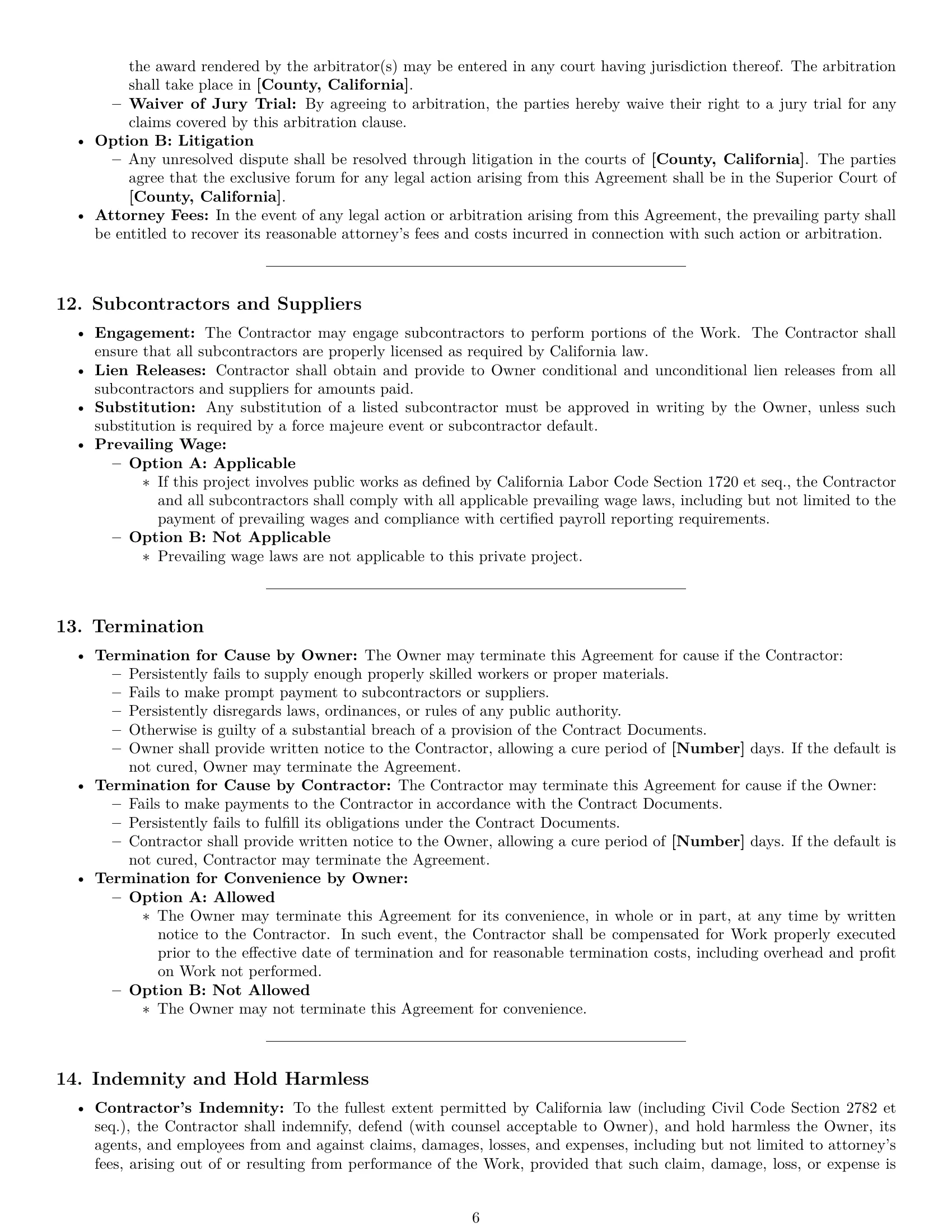 Preview page 6 of Pro California construction service contract template