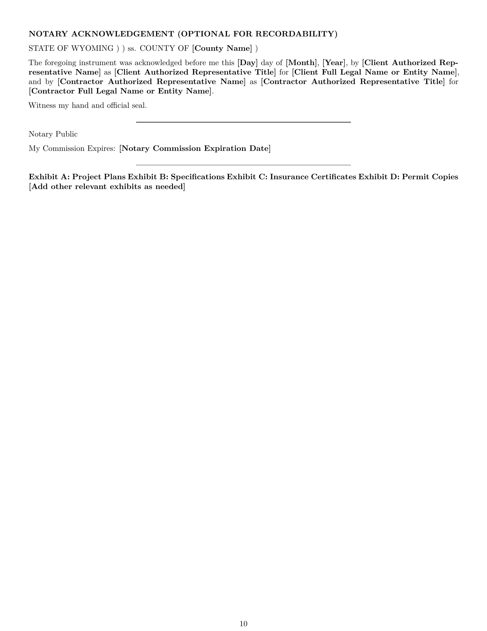Preview page 10 of Pro Wyoming construction service contract template