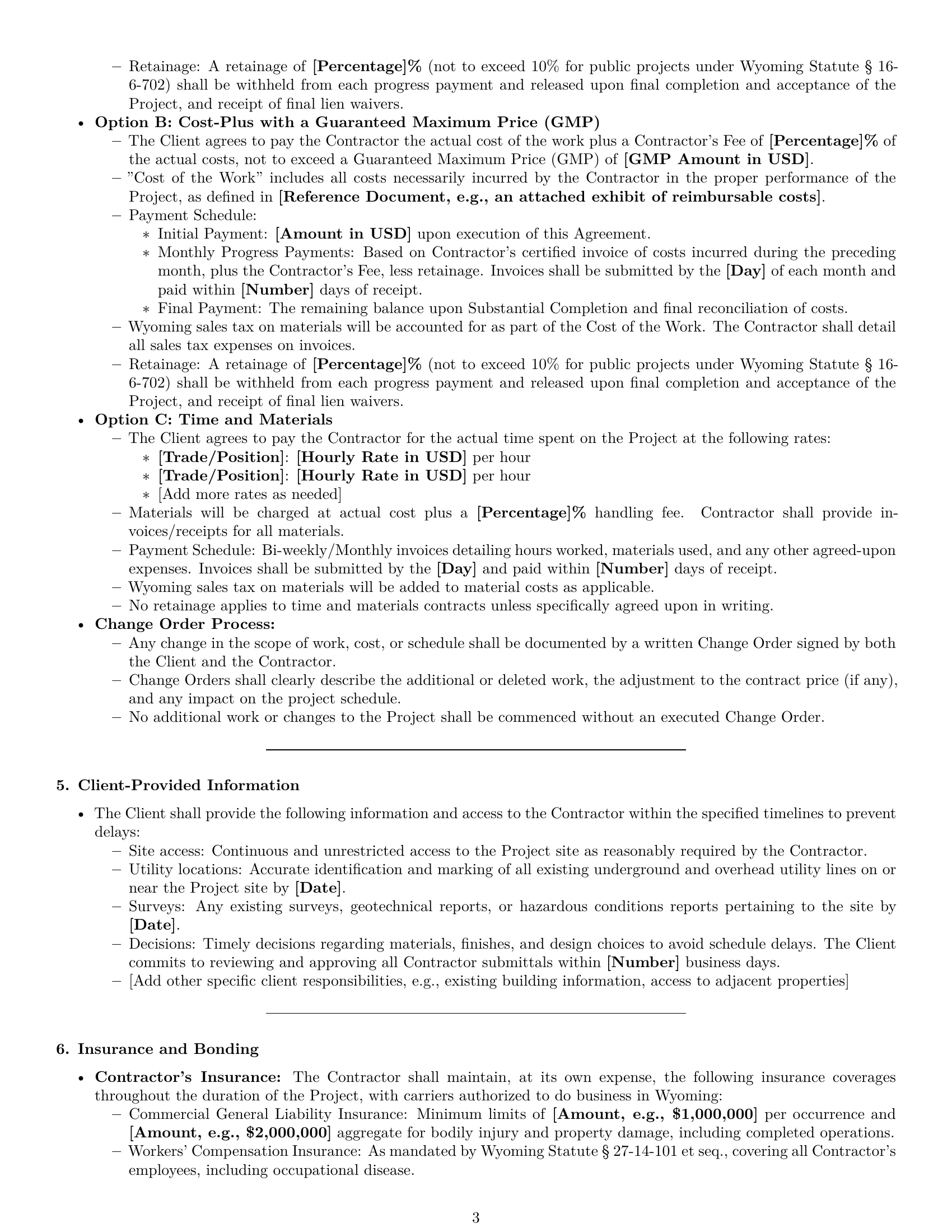 Preview page 3 of Pro Wyoming construction service contract template