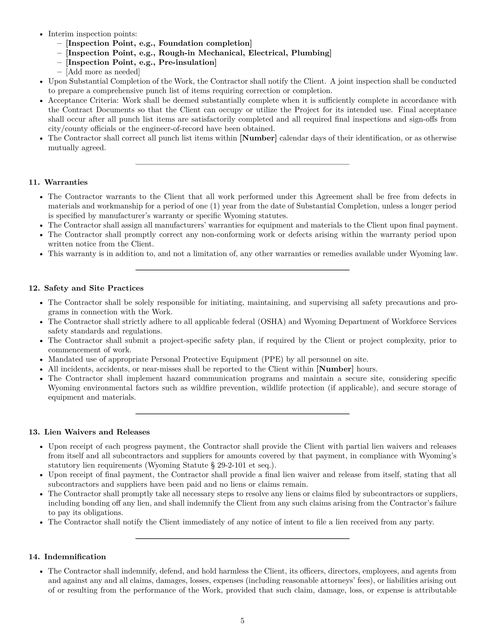 Preview page 5 of Pro Wyoming construction service contract template
