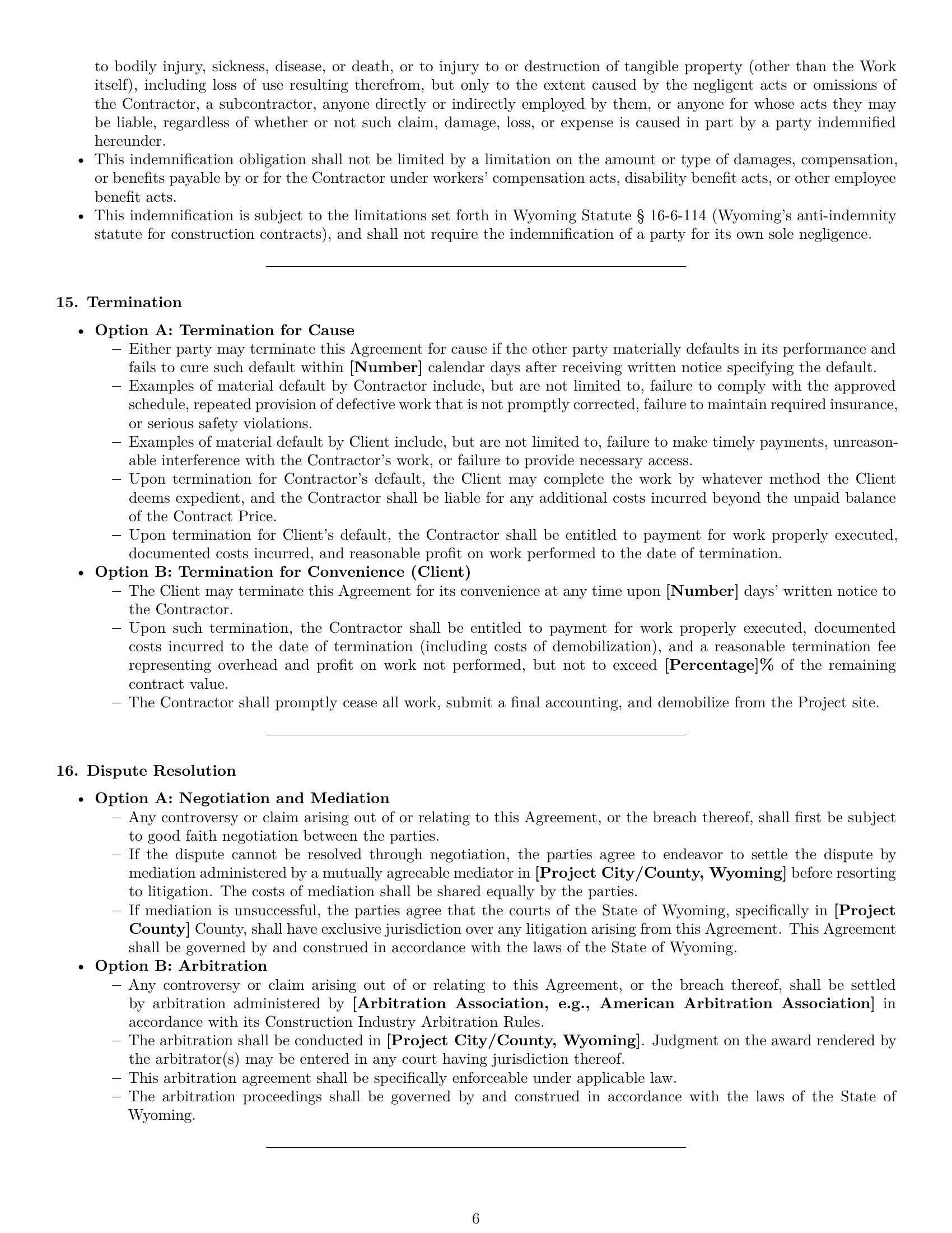 Preview page 6 of Pro Wyoming construction service contract template