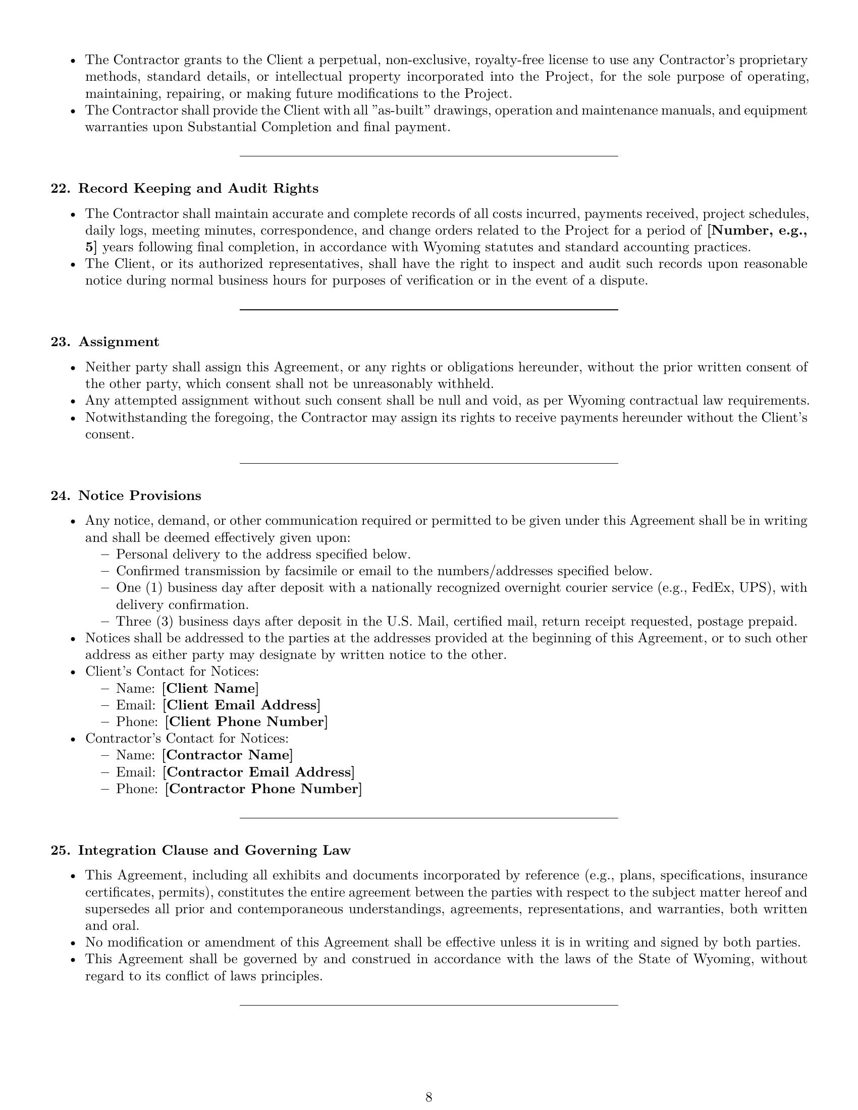 Preview page 8 of Pro Wyoming construction service contract template