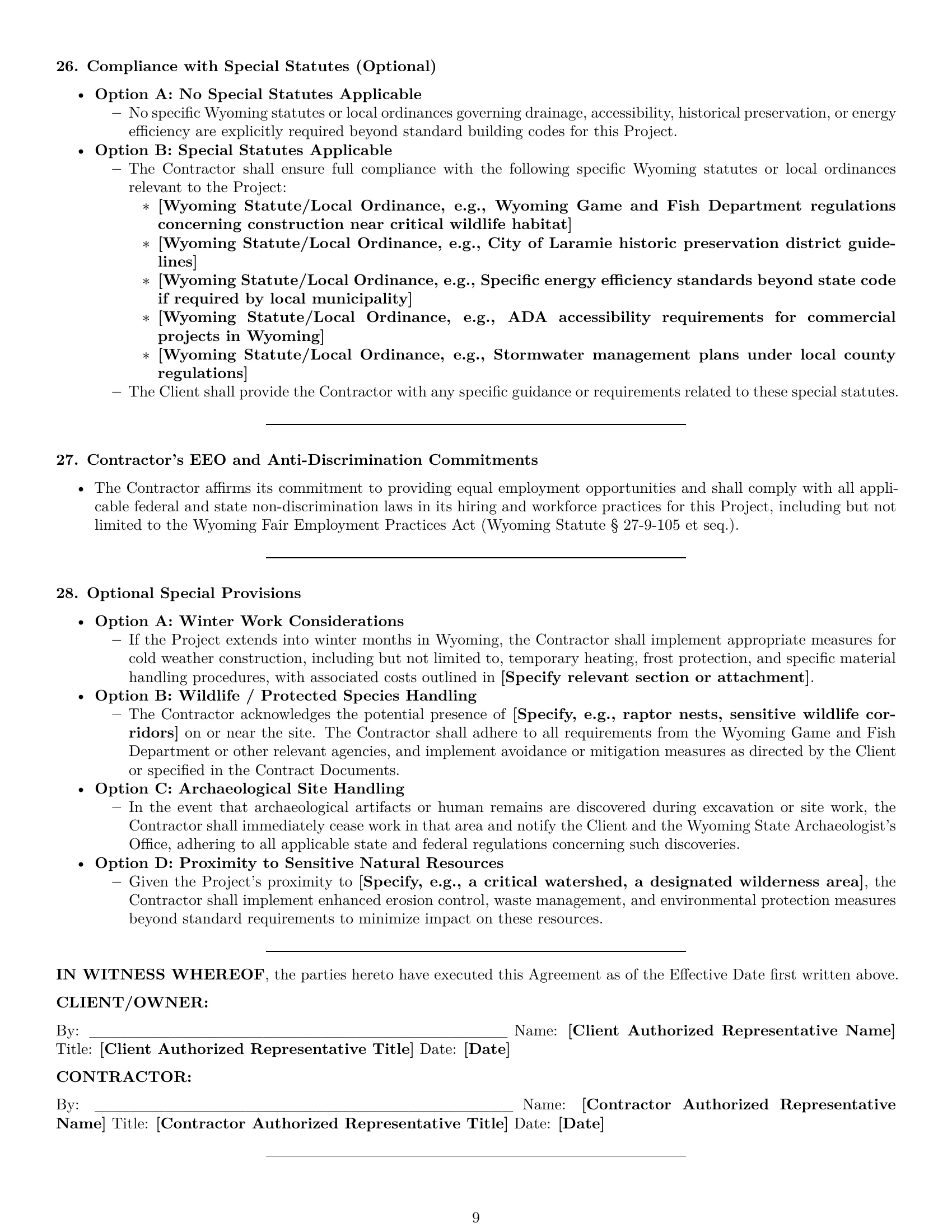 Preview page 9 of Pro Wyoming construction service contract template