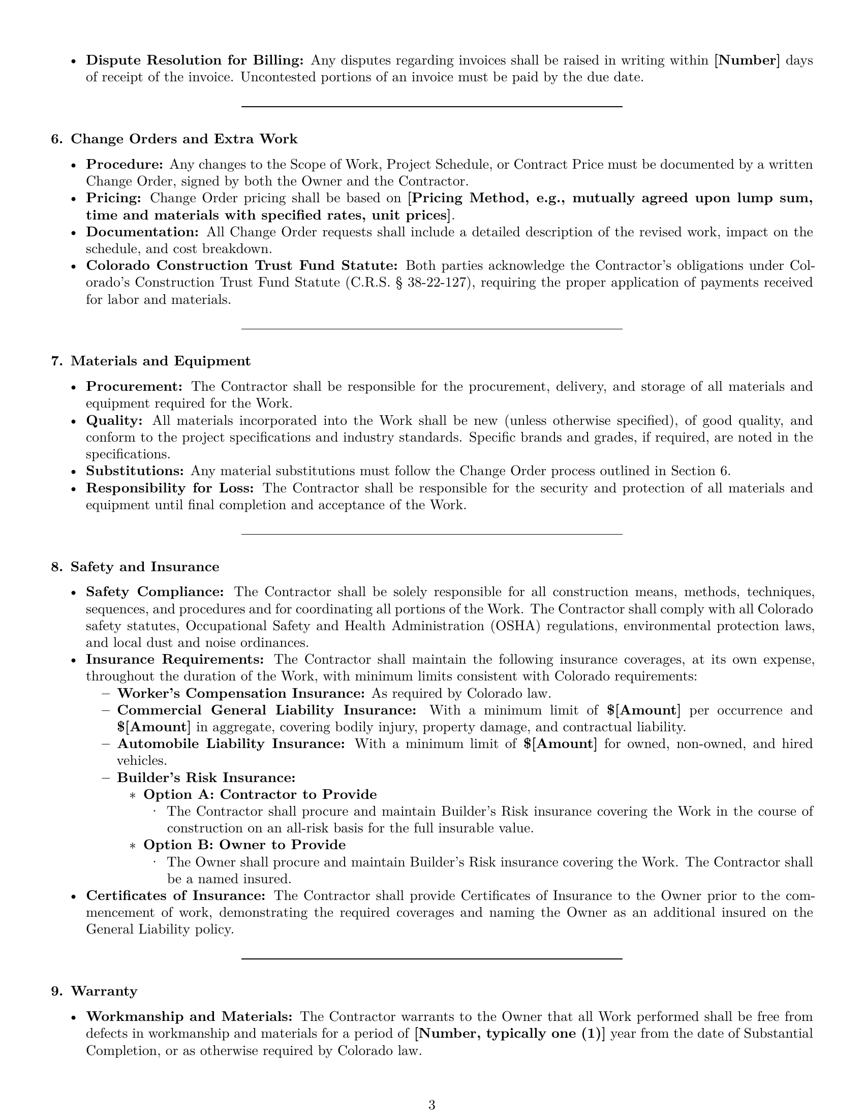 Preview page 3 of Pro Colorado construction service contract template