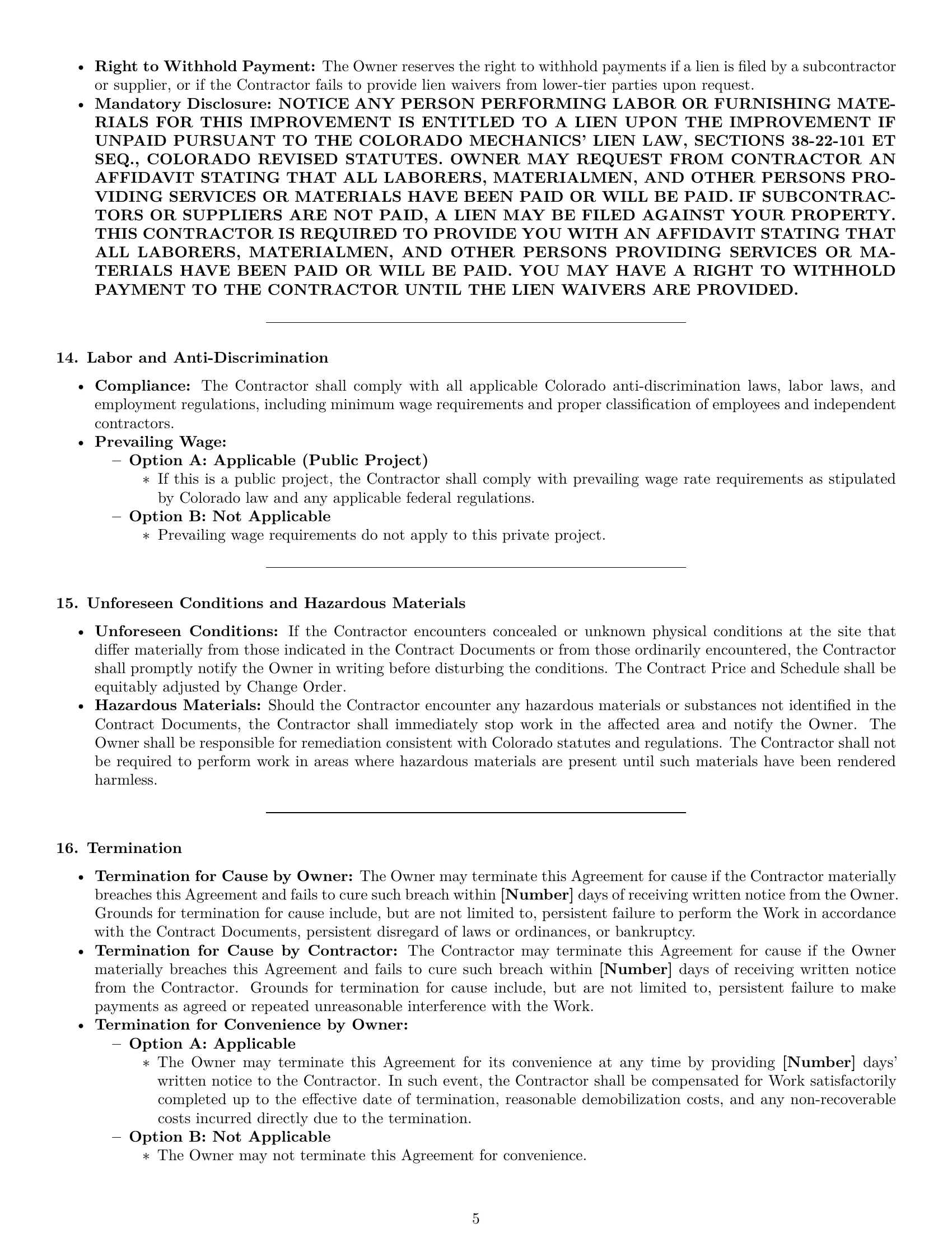 Preview page 5 of Pro Colorado construction service contract template