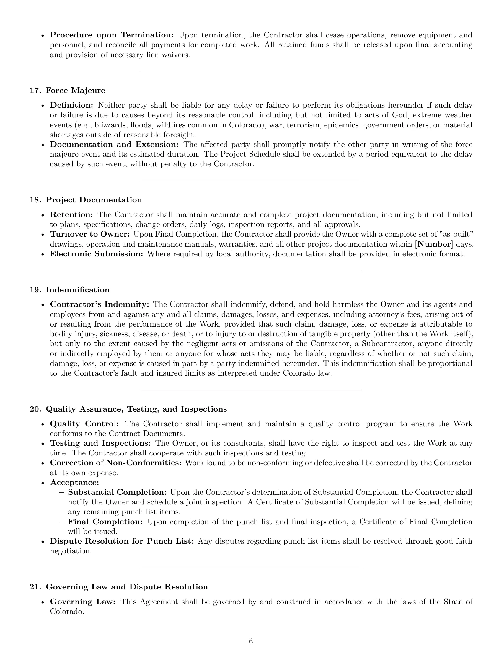 Preview page 6 of Pro Colorado construction service contract template