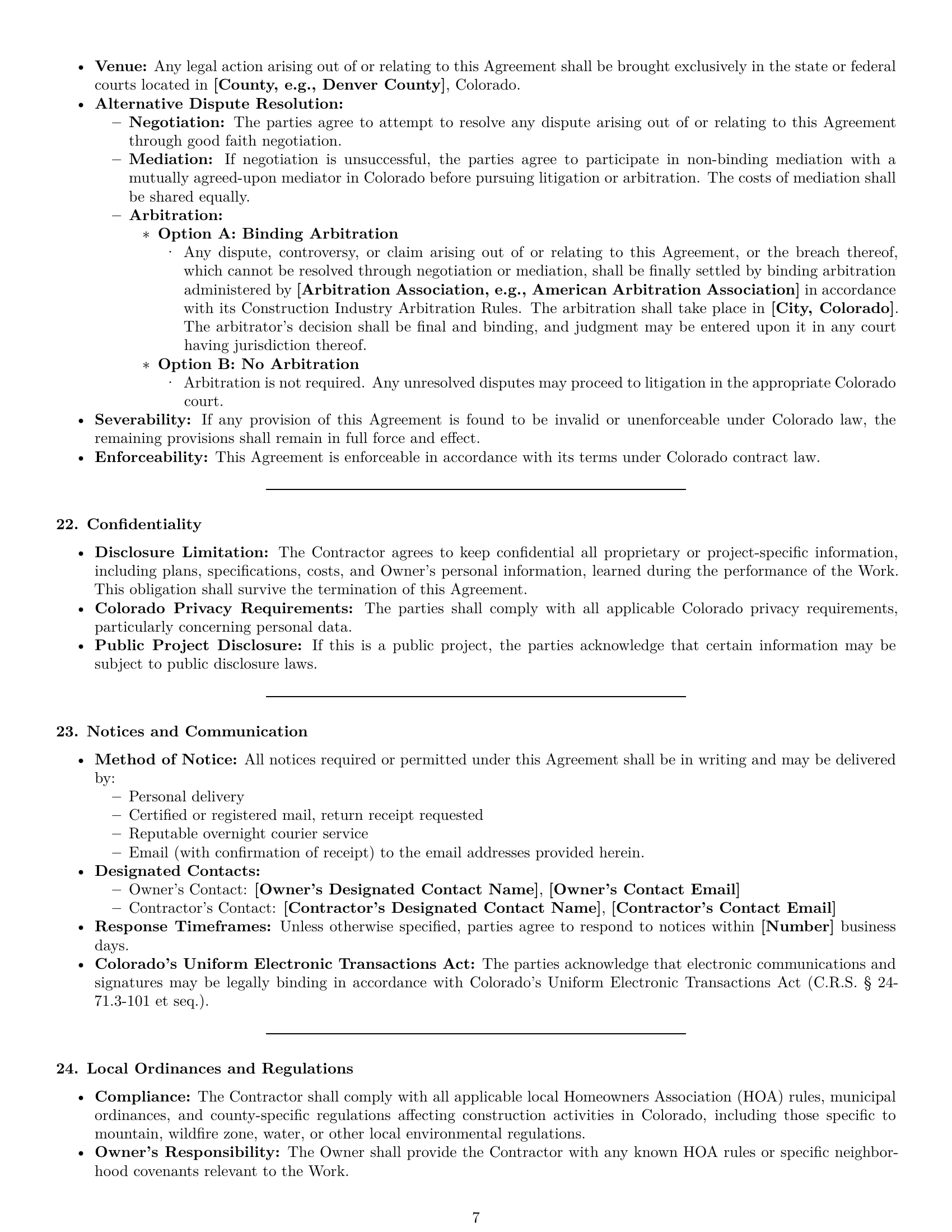 Preview page 7 of Pro Colorado construction service contract template
