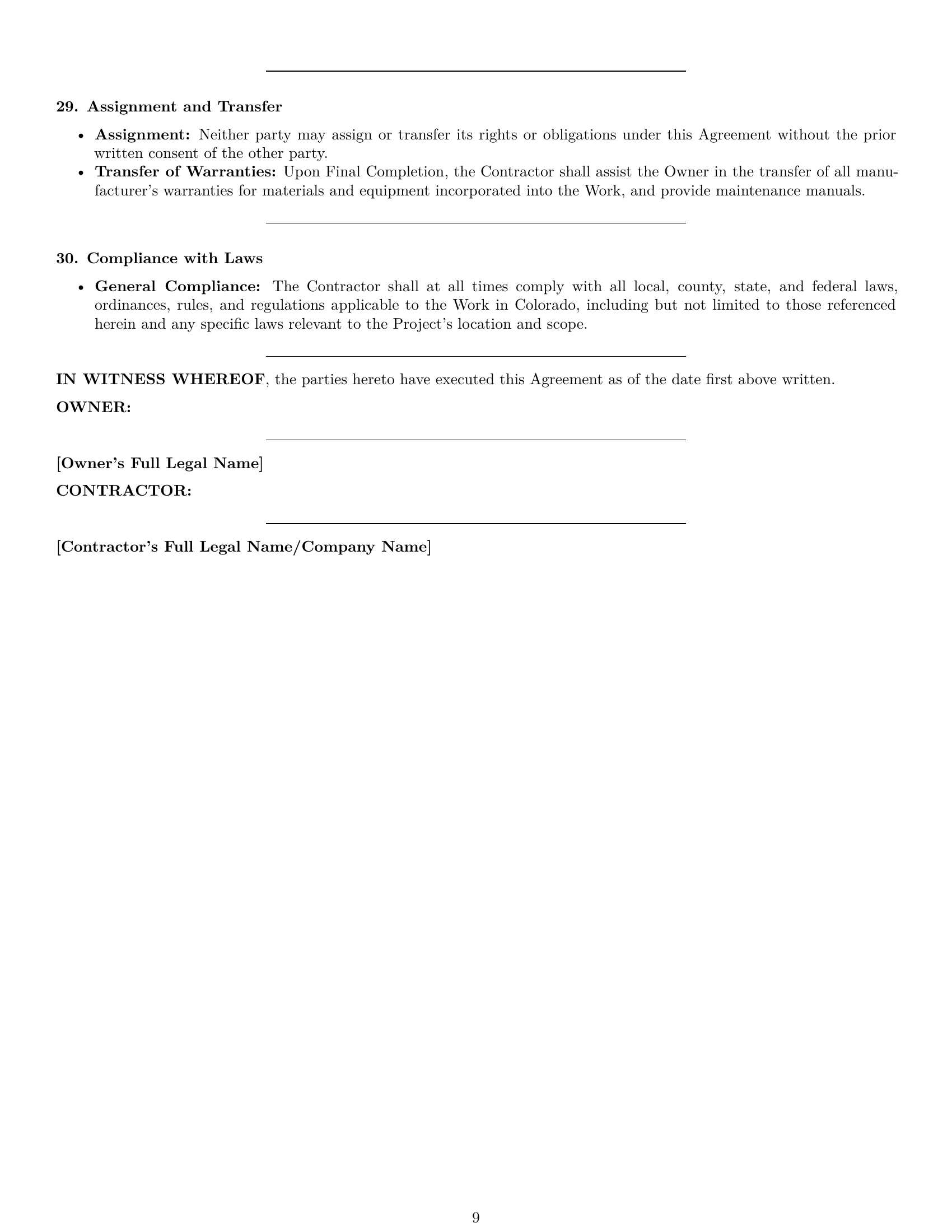Preview page 9 of Pro Colorado construction service contract template