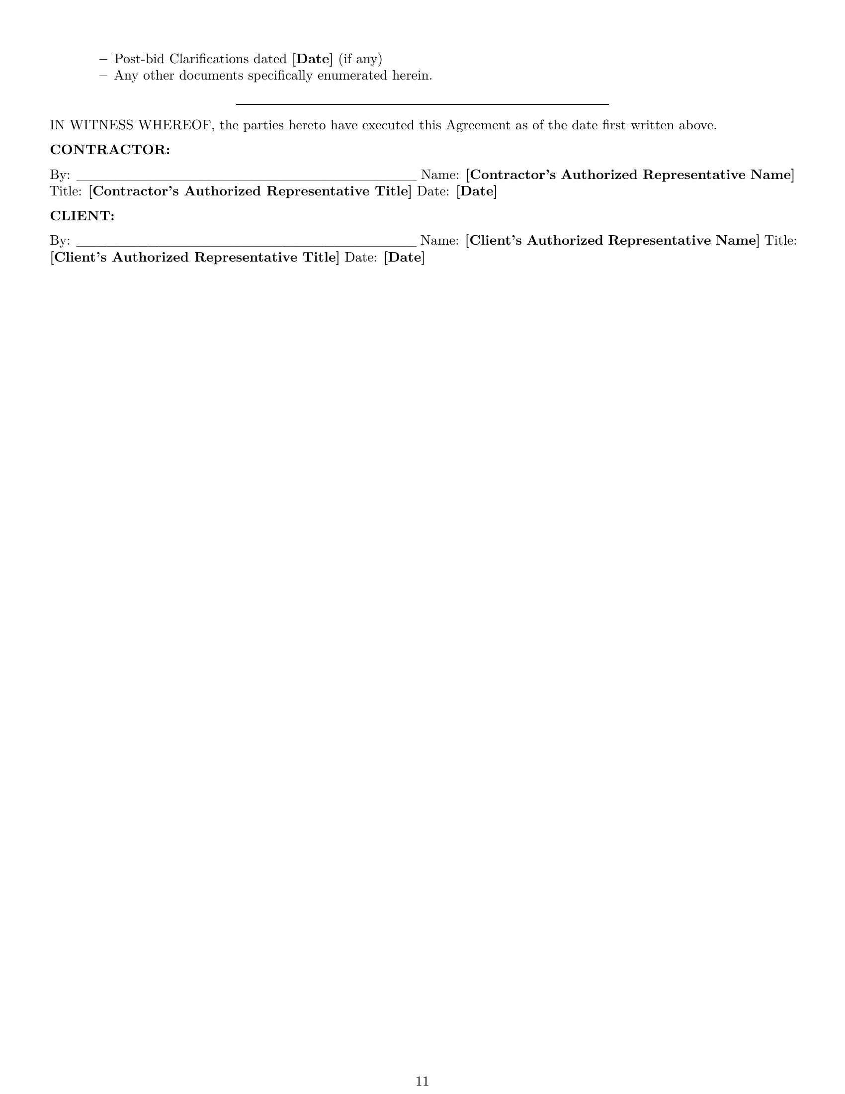 Preview page 11 of Pro Connecticut construction service contract template