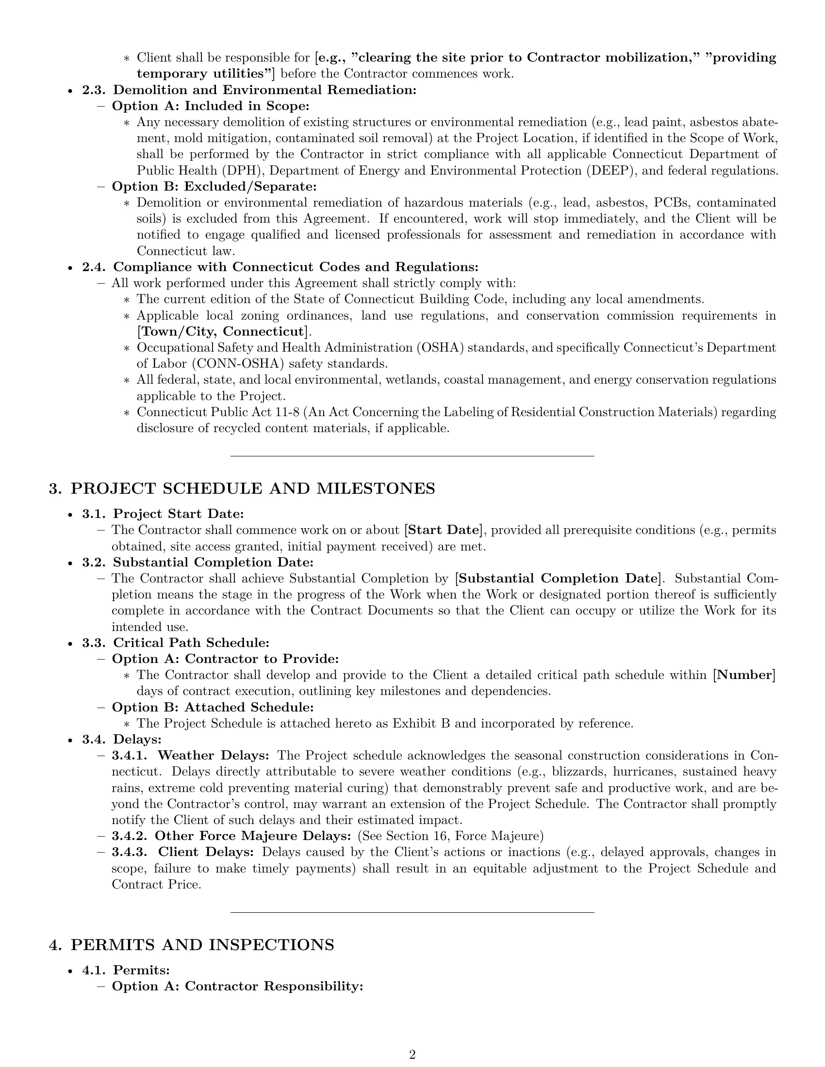 Preview page 2 of Pro Connecticut construction service contract template