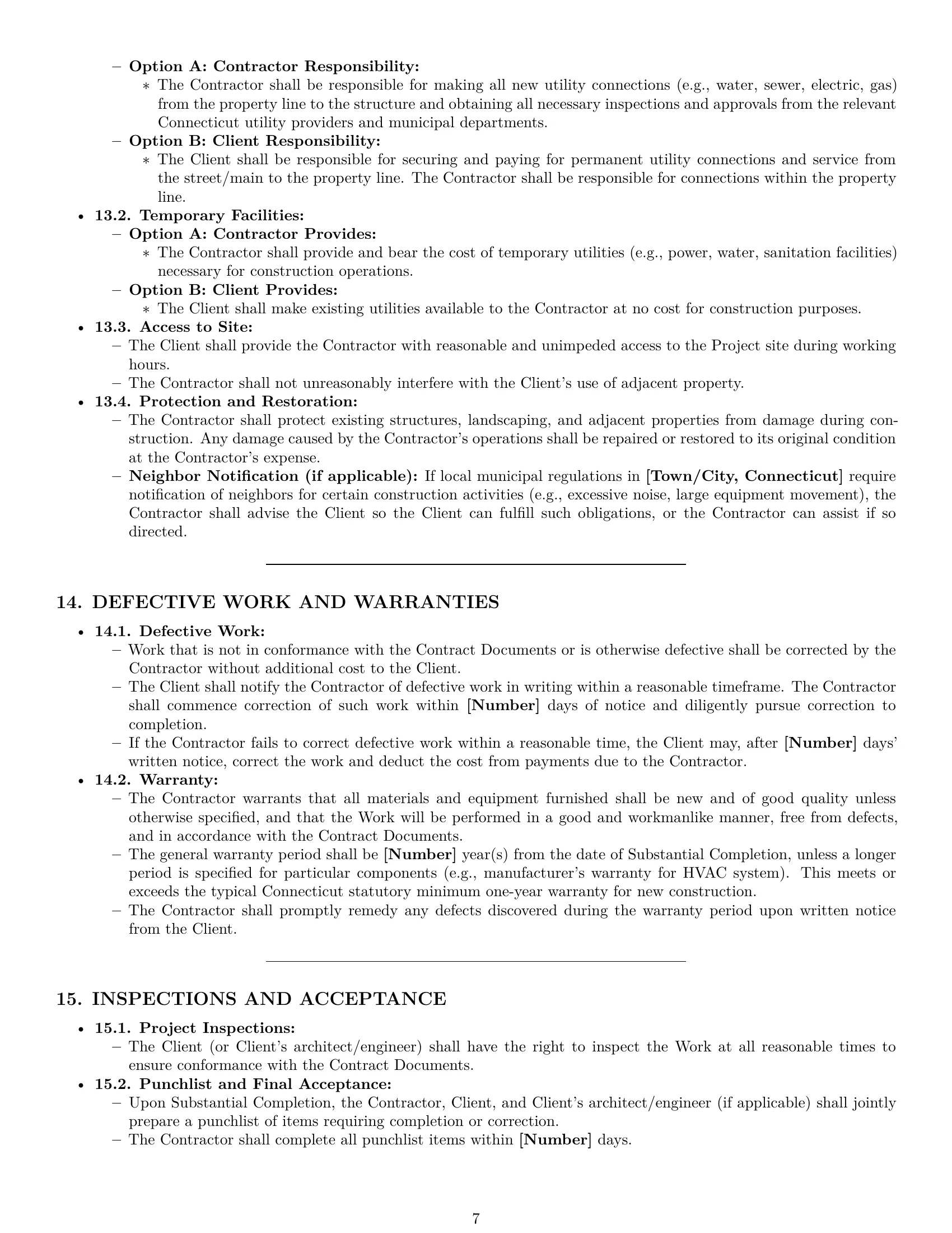 Preview page 7 of Pro Connecticut construction service contract template