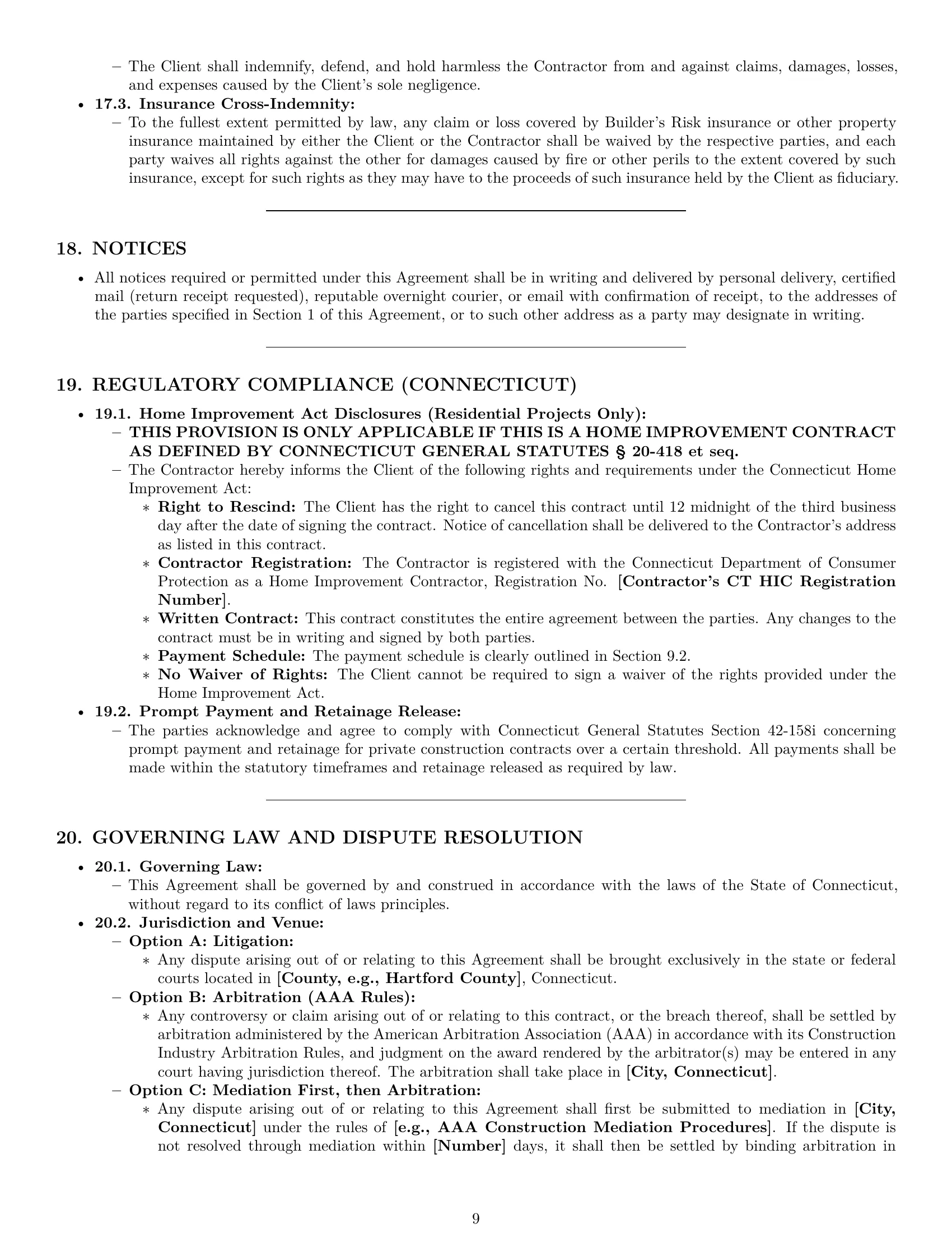 Preview page 9 of Pro Connecticut construction service contract template